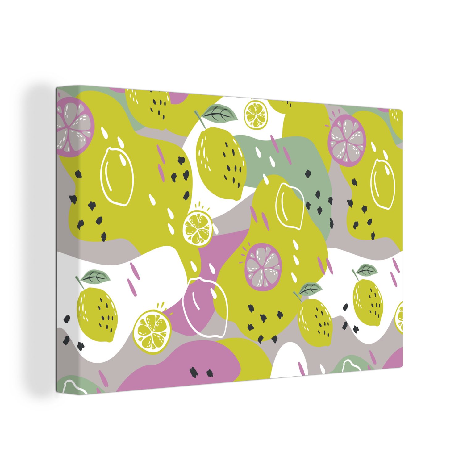 OneMillionCanvasses® Leinwandbild Sommer - Zitronen - Farben, (1 St), Wandbild Leinwandbilder, Aufhängefertig, Wanddeko, 30x20 cm