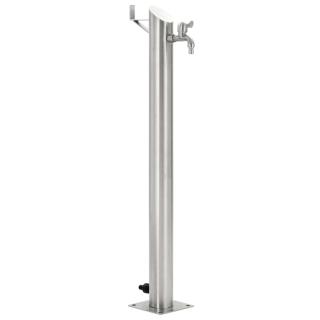 vidaXL Bewässerungssystem Garten-Wassersäule Edelstahl Rund 95 cm, Wassersäule Edelstahl 95 cm Wasserzapfstelle Brunnen Wasserzapfsäule