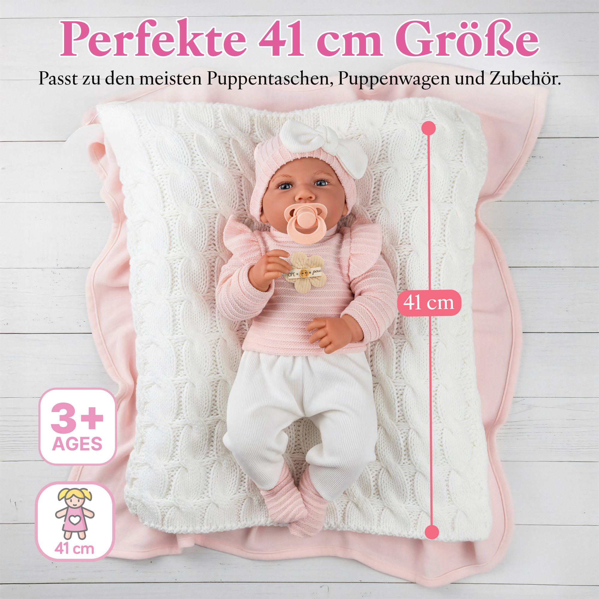 Kinderplay Dolls & Strollers Babypuppe Sprechende Babypuppe Lili – 41 cm weich & interaktiv – ab 3 Jahren