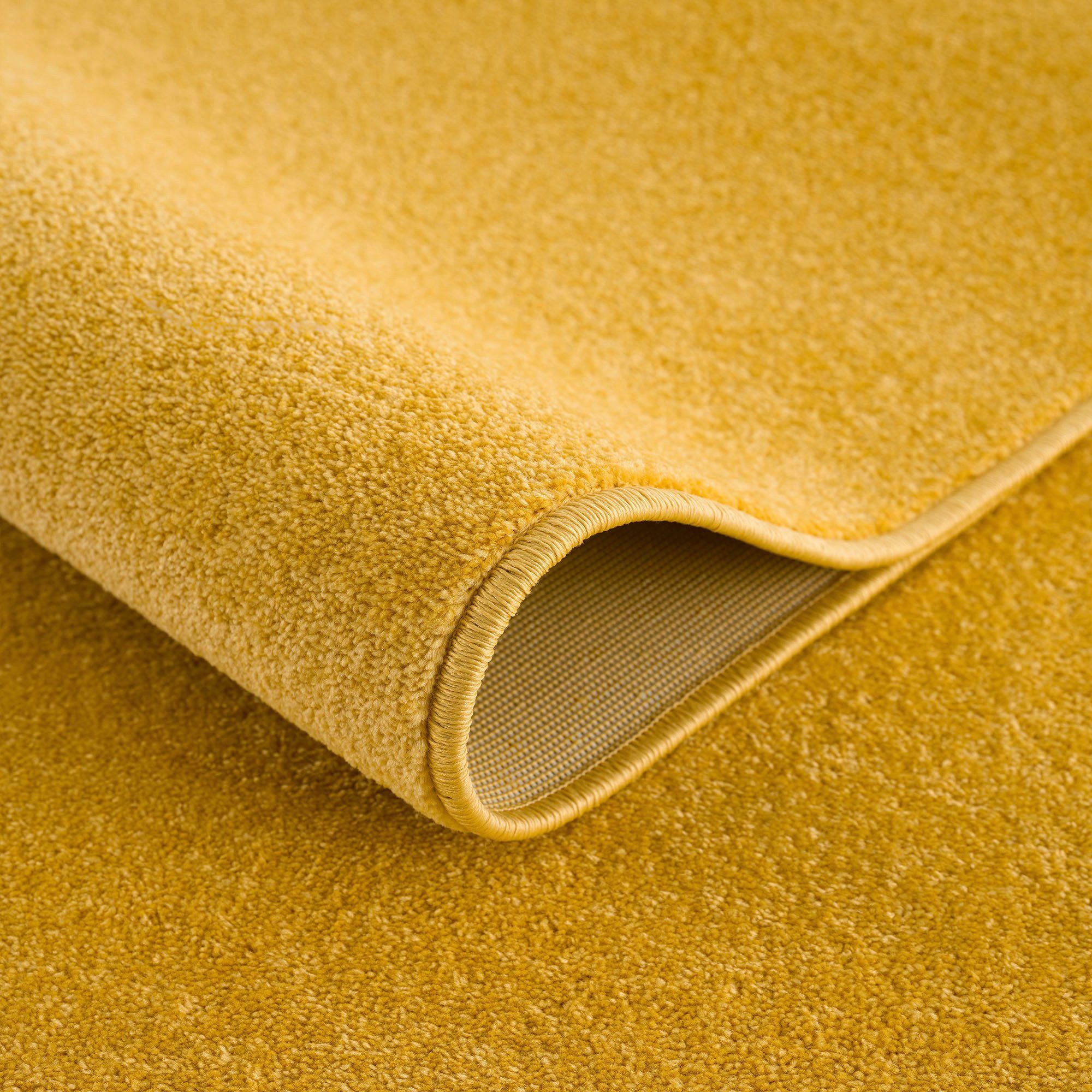 Teppich Uni, Sanat, Kurzflorteppich, große robuster 13 Höhe: rechteckig, Farbauswahl gelb mm