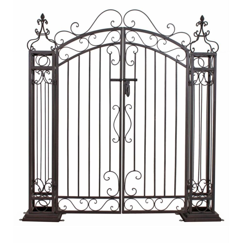 Harms Import Rosenbogen aus Stahl in edelrost. Abmessungen (LxBxH) 120x22x128 cm