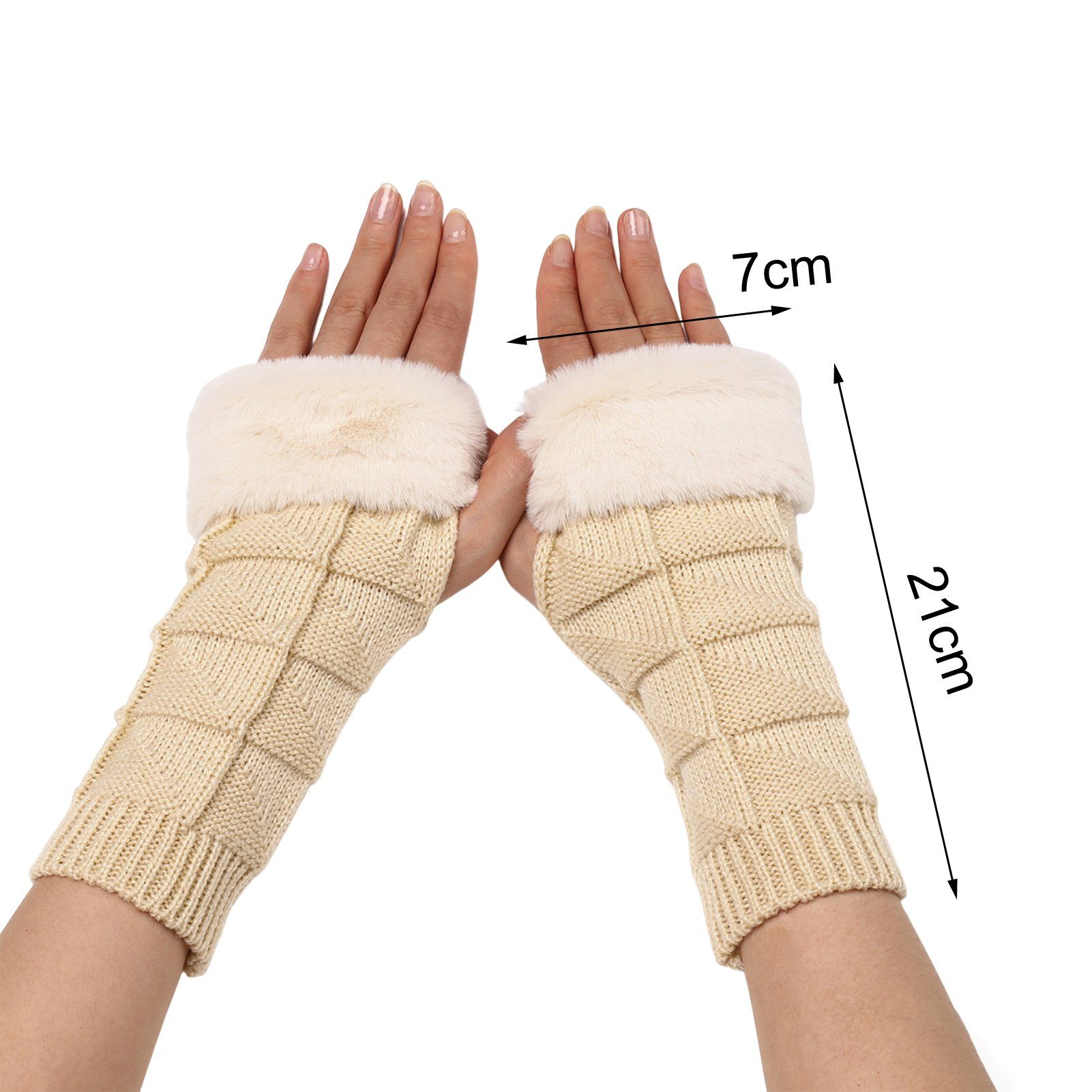 Rutaqian Strickhandschuhe 1 Paar Handschuhe Ohne Dreiecksmuster Finger, Für Strick Einfarbig, Weicher Mädchen Gestrickt, Handschuhe