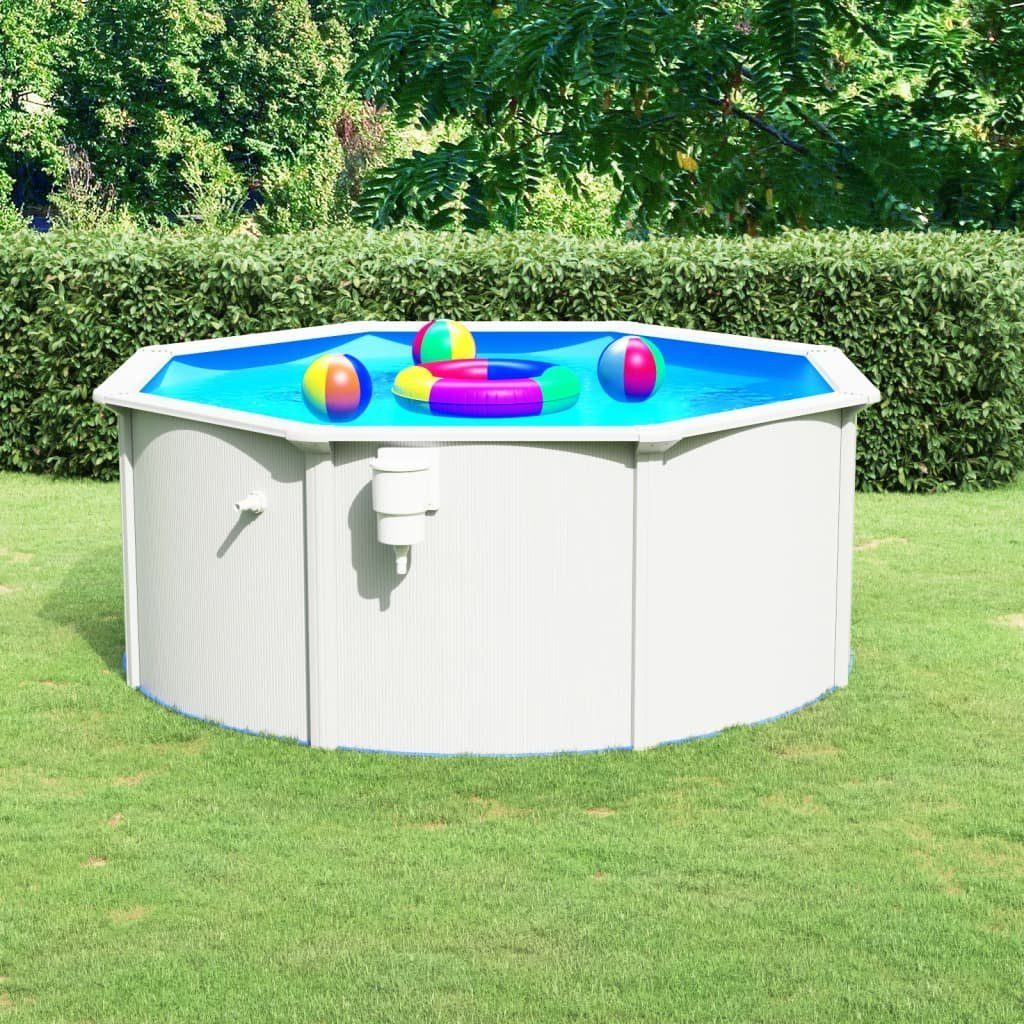vidaXL Schwimmbecken Pool mit Stahlwand 300x120 cm Weiß
