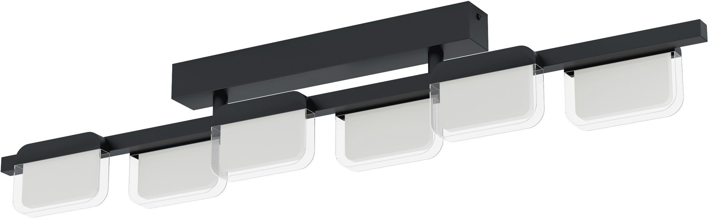 EGLO Deckenleuchte ERVIDEL, LED fest - aus schwarz Stahl - 4,5W Warmweiß in integriert, Warmweiß, Deckenleuchte