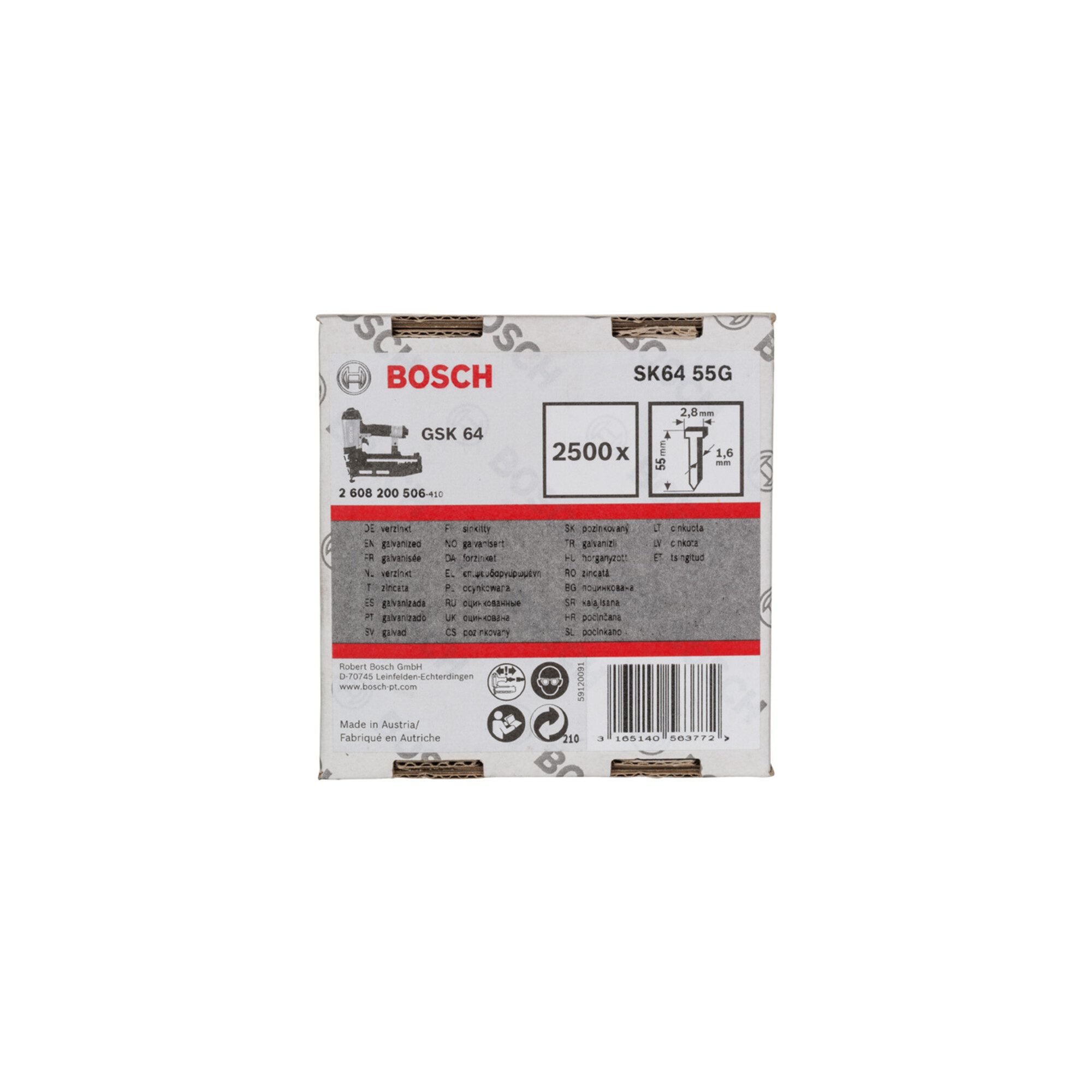 Bosch Professional Drahtstift Bosch Senkkopf-Stift SK64 55G 1,6 mm 55 mm verzinkt 2500 Stk