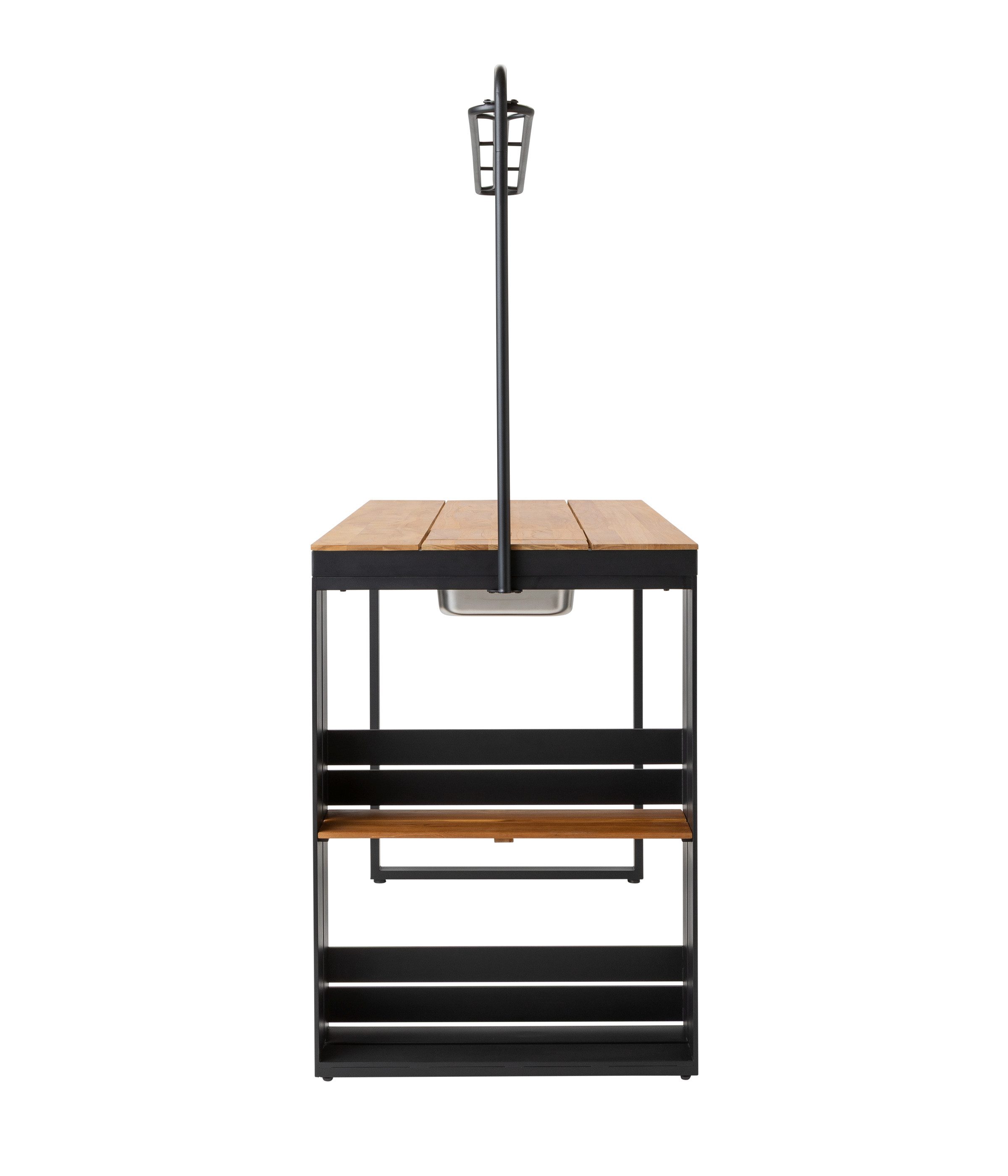 Dehner Balkonset Bar New Jersey 5-tlg., inkl. Stühle und Stehtisch, 155 x 75 x 98 cm, mit Eisfach, hochwertiges FSC®-zertifiziertes Teakholz & Aluminium