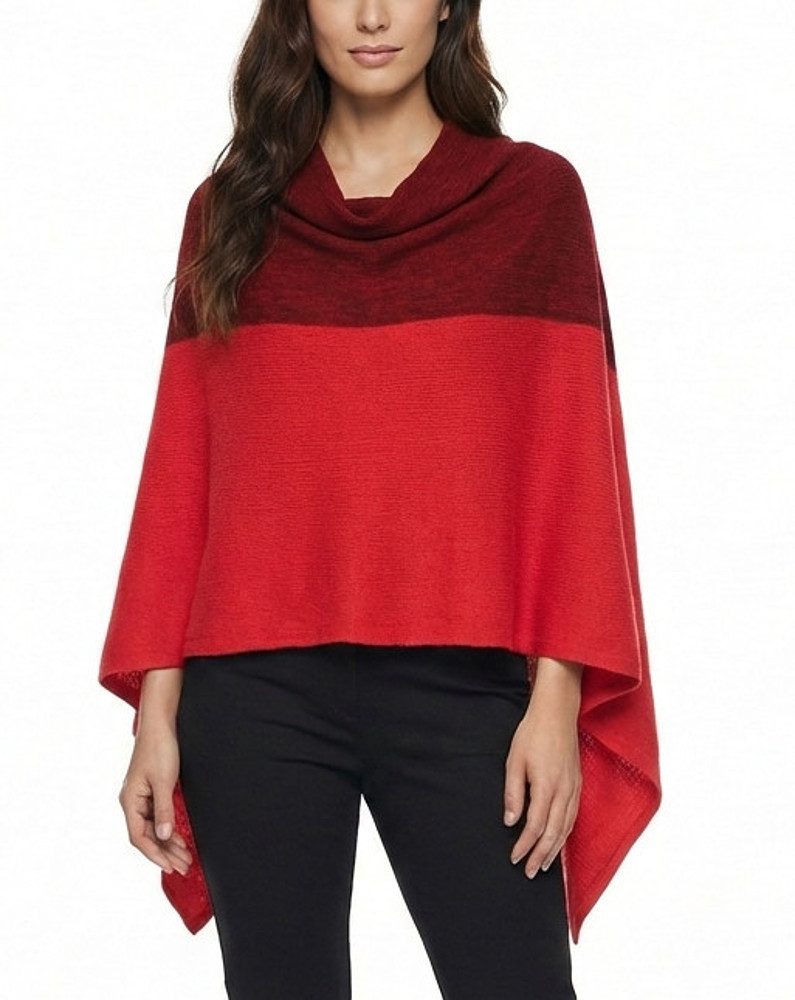 dy_mode Strickponcho Damen Strickponcho zweifarbig Überwurf Cape Pulli Strick Poncho zweifarbige Color-Block-Optik
