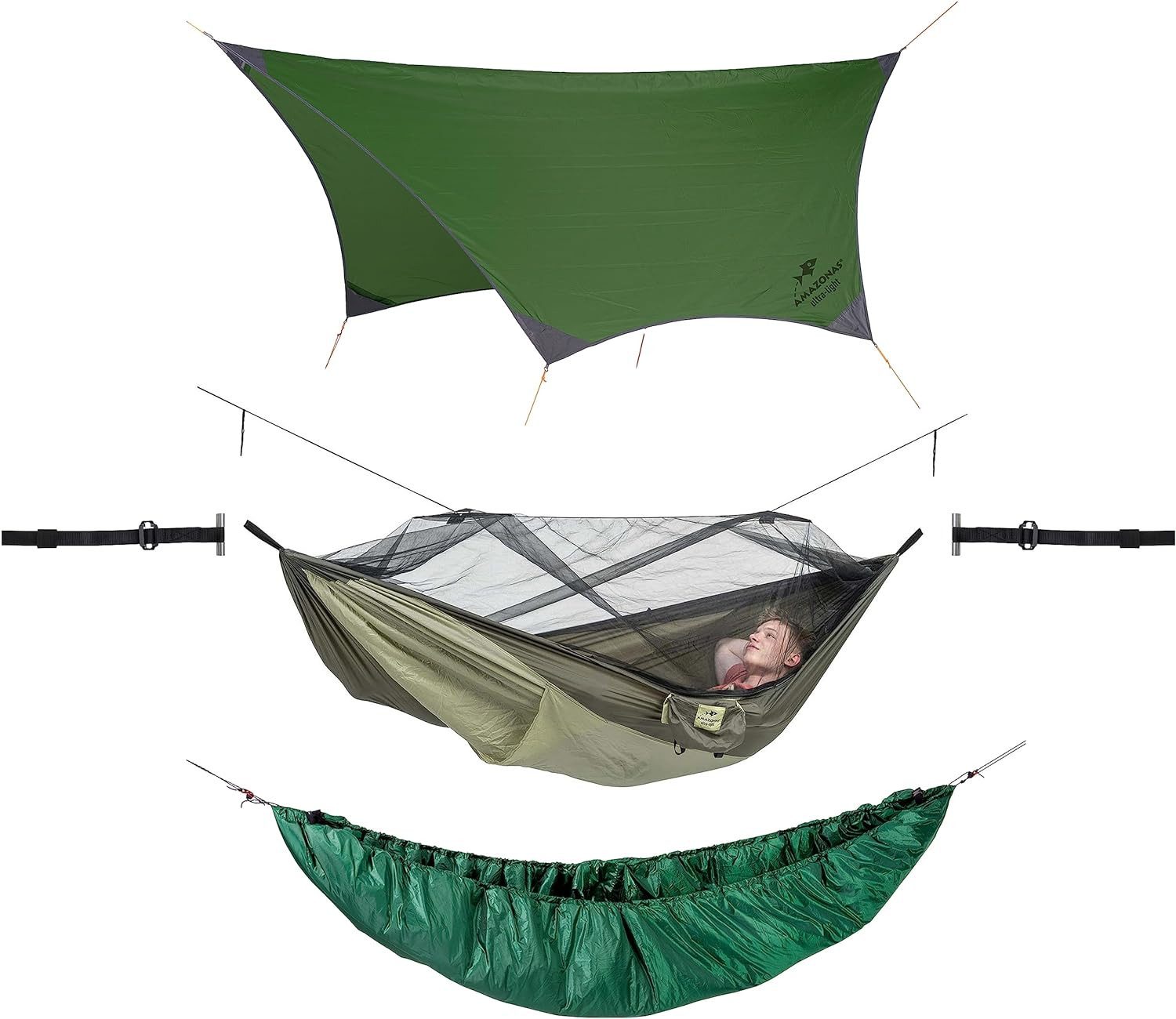 Amazonas Hängematte Ultra-Light Set, Moskitonetz + Tarp + Aufhängungen + Un günstig online kaufen