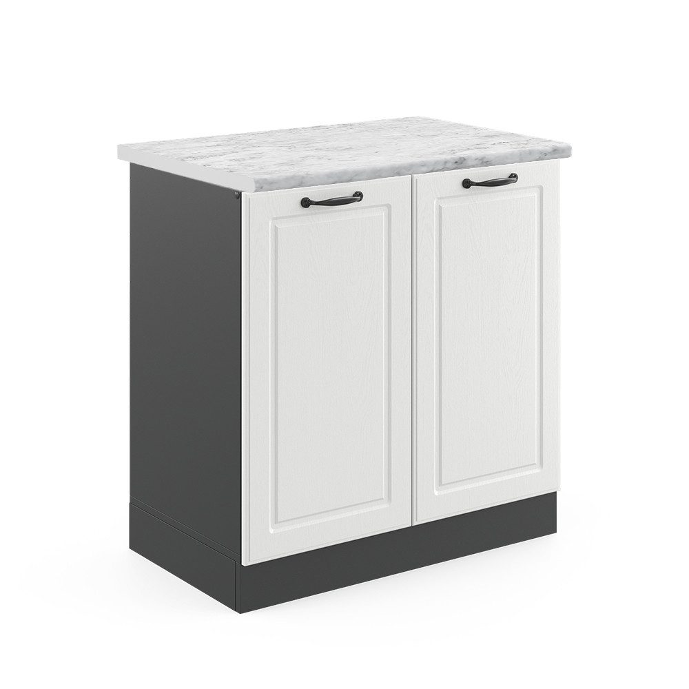 Vicco Spülenunterschrank R-Line Weiß Landhaus/Anthrazit 80 cm AP Marmor günstig online kaufen