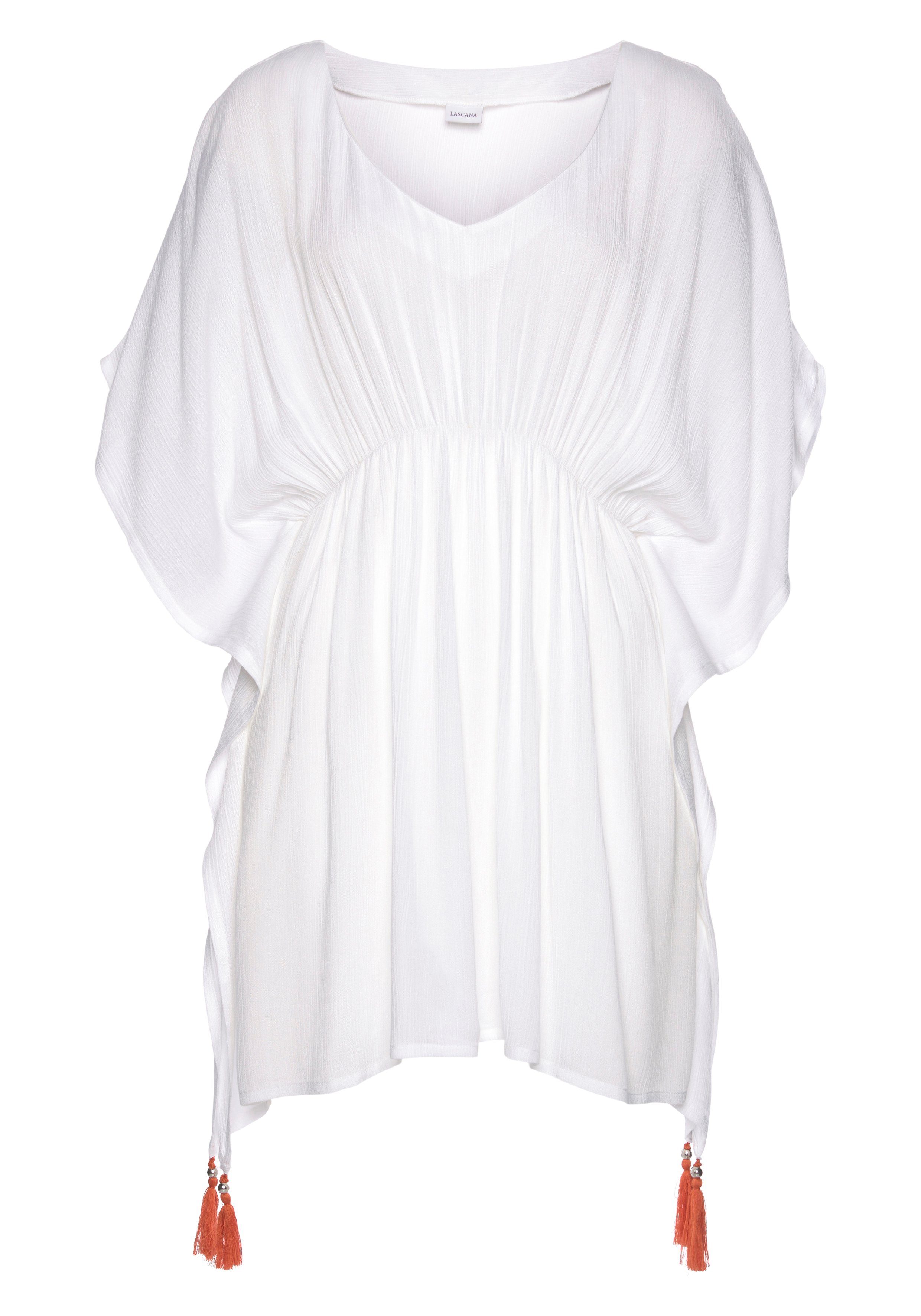 LASCANA Tunika Viskose, Blusenkleid, Strandmode, aus gekreppter transparent