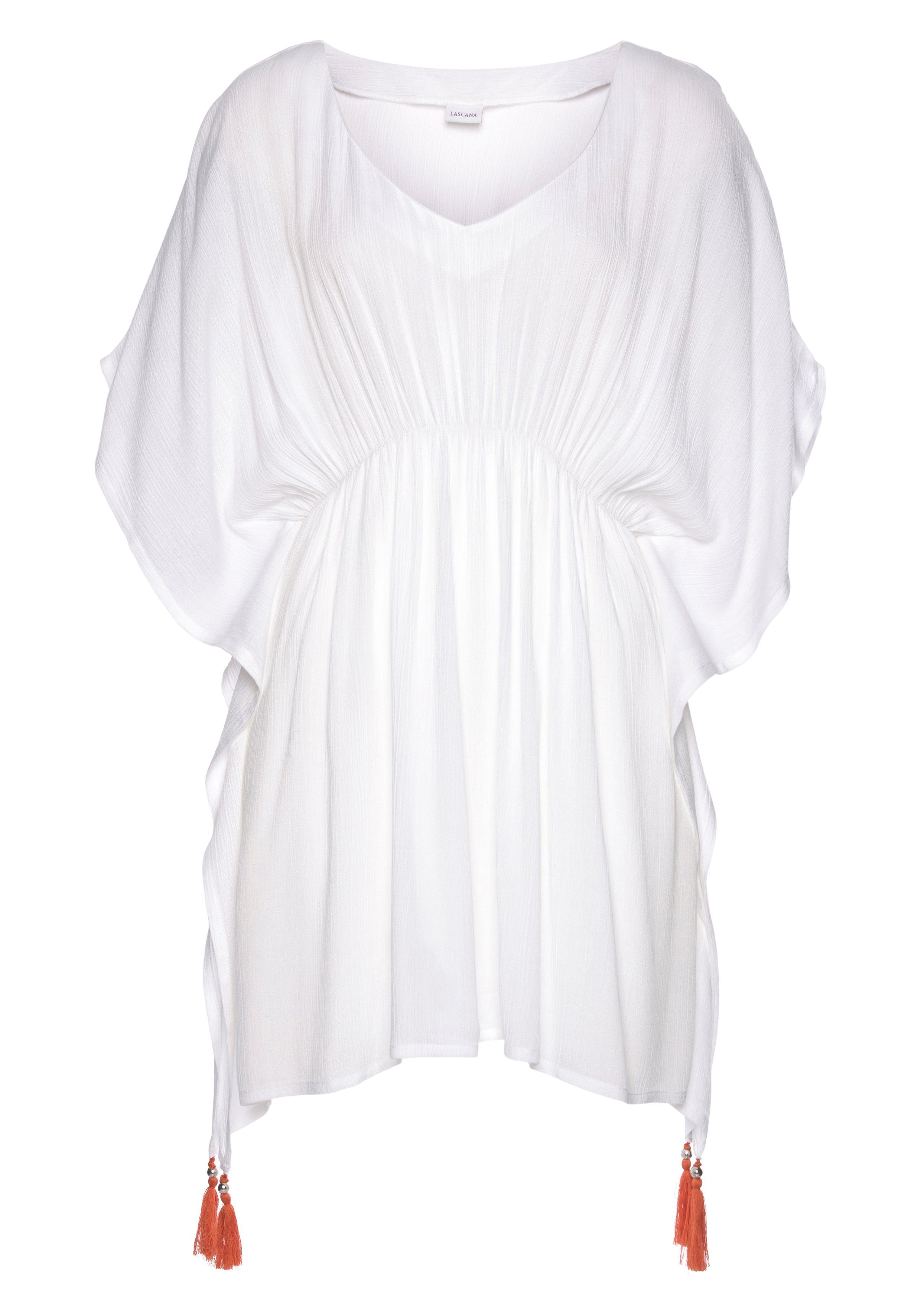 LASCANA Tunika aus gekreppter Viskose, Blusenkleid, Strandmode, transparent