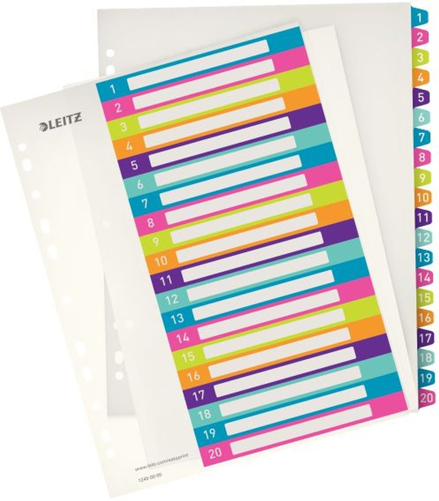 ESSELTE Aktenordner Plastikregister Wow 1-20 bedruckbar A4 PP 20 Blatt farbig