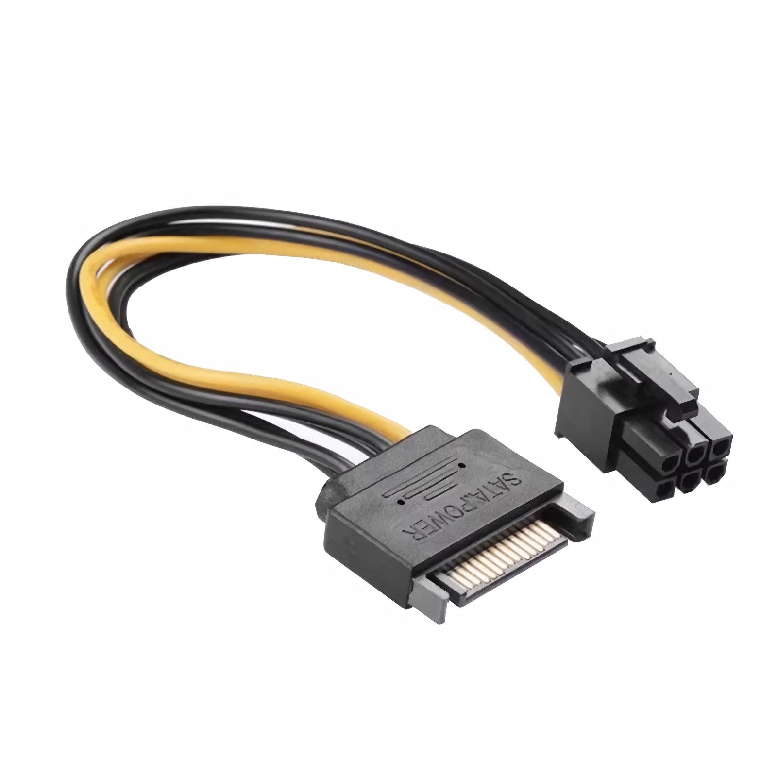 Bolwins K26 SATA Kabel 15Pin zu 6Pin PCI Express Stromkabel Adapter PC Grafik Computer-Kabel, SATA 15-Pin Stecker, 6-Pin PCI-Express Kupplung (20 cm), Stromversorgung von PCI-Express Karten über SATA-Anschluss