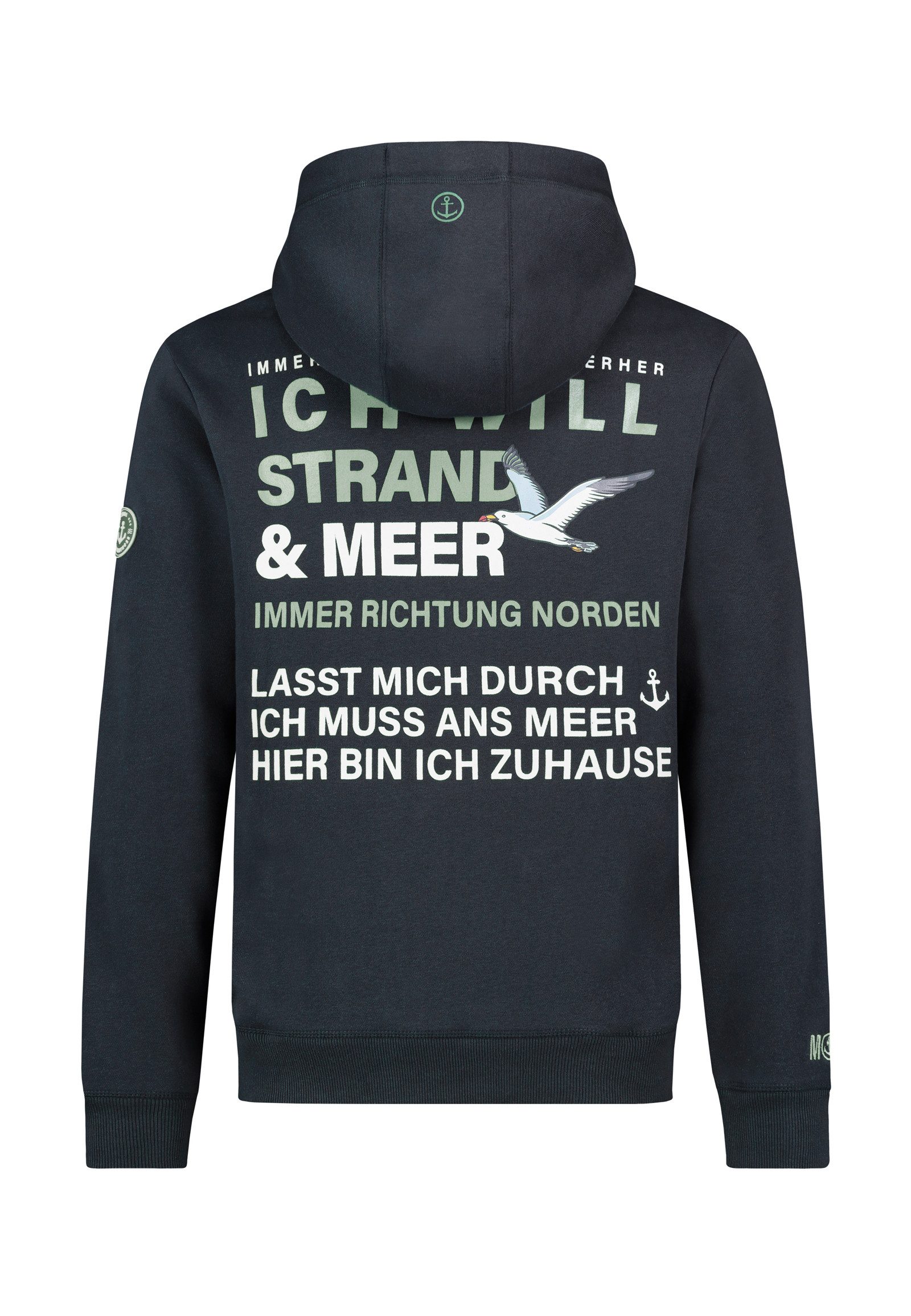 Eight2Nine Kapuzenpullover Herren Hoodie mit Mini Meerprint Sweater, Kapuzensweatshirt mit Kängurutasche, mit Kapuze