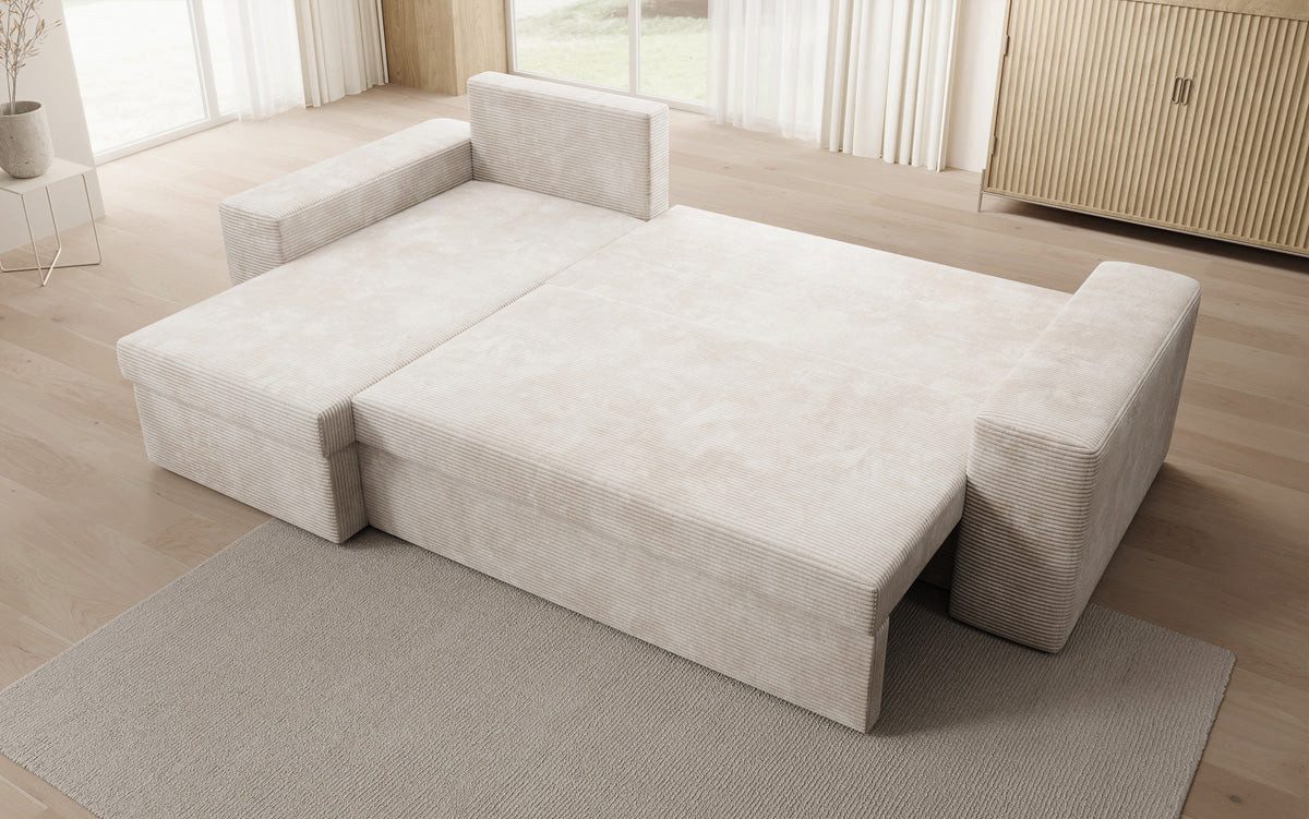 Luxusbetten24 Schlafsofa Designer Sofa Denver in Cord, mit Stauraum und Schlaffunktion – Bild 3 von 5