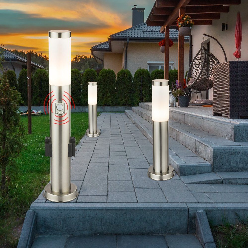 Set Leuchtmittel etc-shop Leuchten Fernbedienung Garten Lampen Außen 3er Farbwechsel, LED LED RGB Dimmer inklusive, Warmweiß, Außen-Stehlampe,