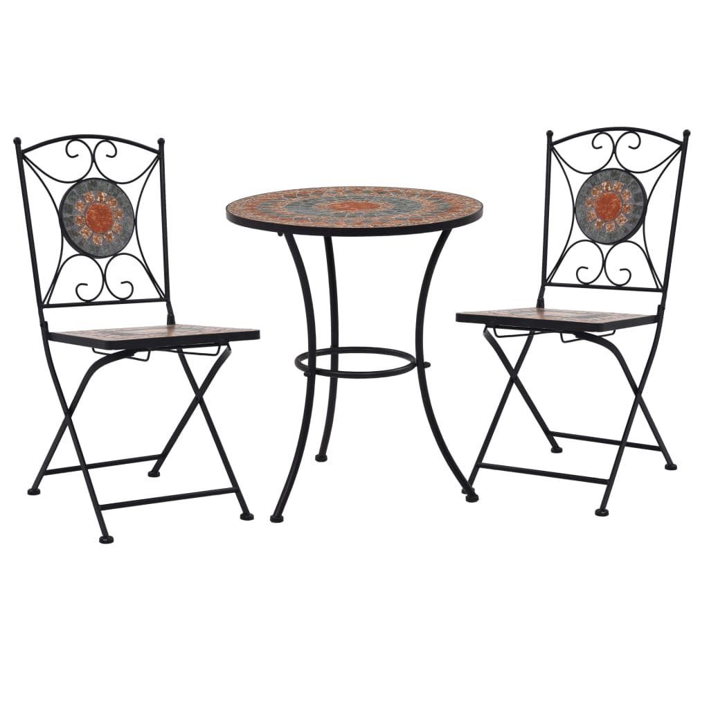 Gartenlounge-Set Grau, Bistro-Set Mosaik 3-tlg. / vidaXL (3-tlg) Keramik DOTMALL Orange