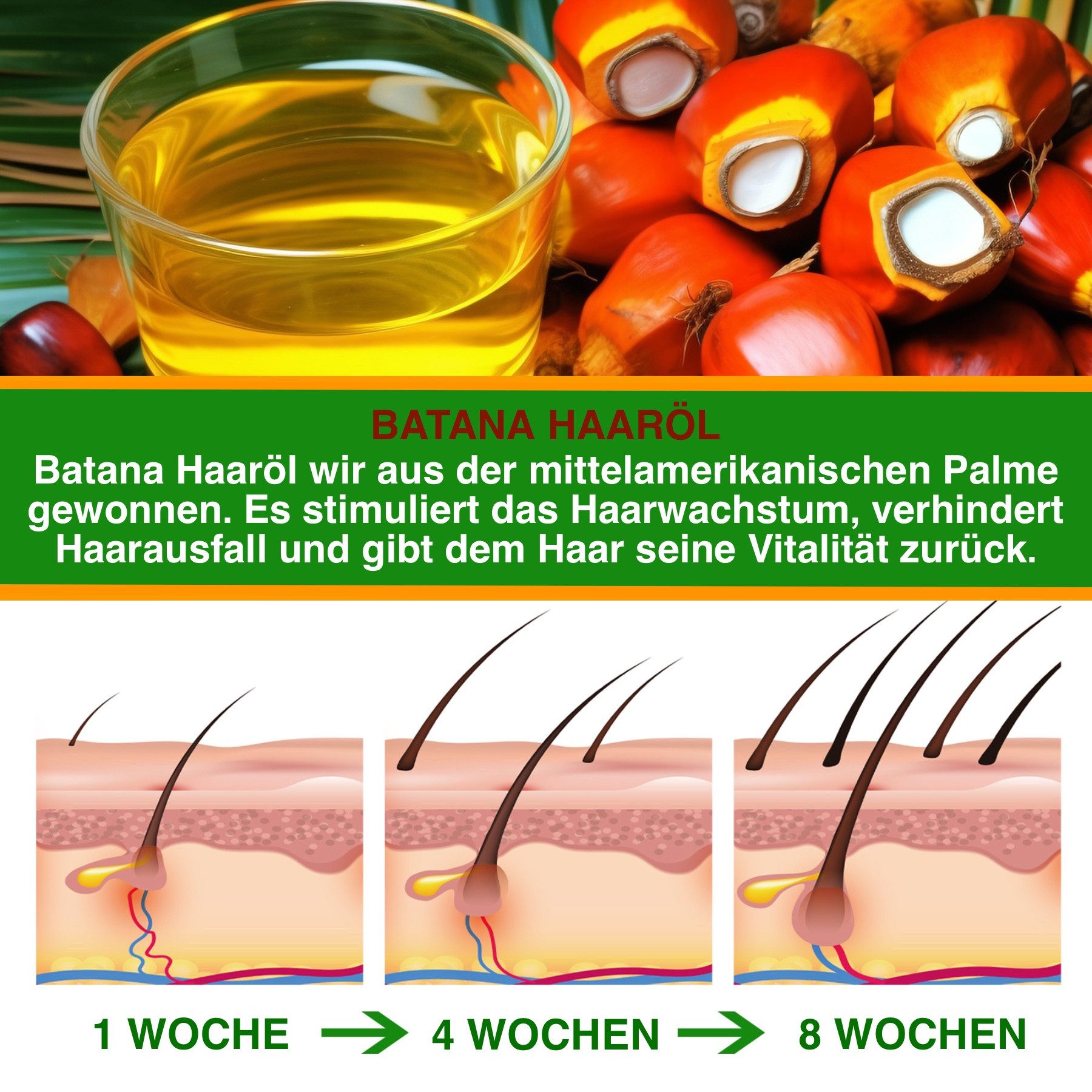 ALIVER Haaröl Batana Öl für Haare Haarwachstum Haarpflege Gesicht Haut Nägel Vegan, 1-tlg., Vegan