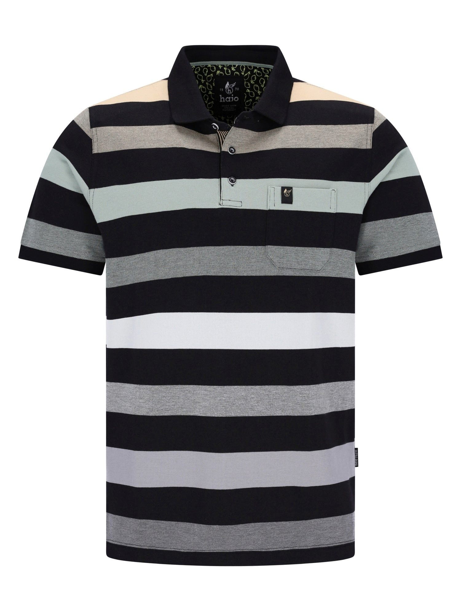 Hajo Poloshirt Pikee-Polo in garngefärbtem Blockringel allover - stay fresh-Qualität