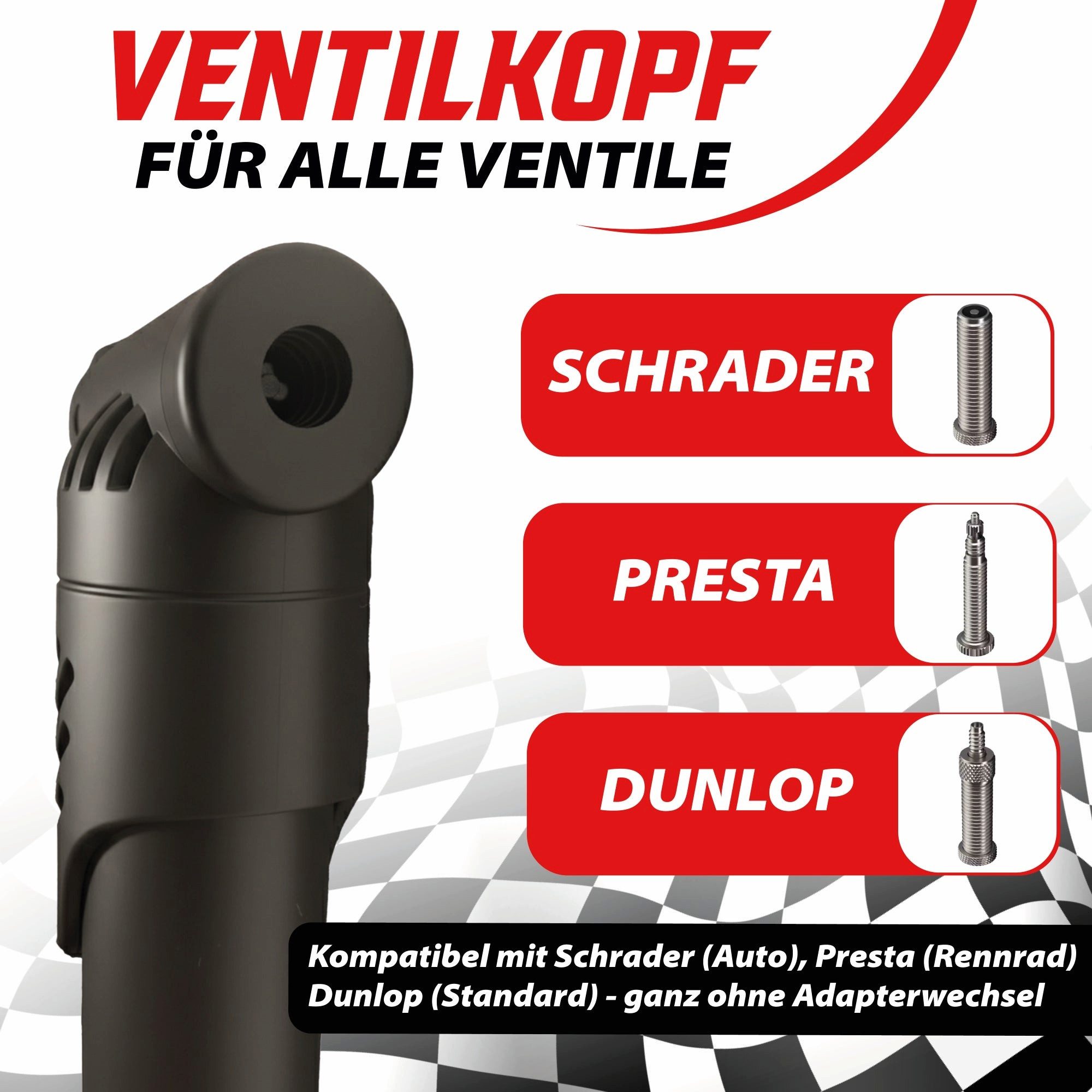 Pitlane Performance Fahrradpumpe Fahrrad-Handpumpe Luftpumpe inkl. Halterung + Zubehör Basic Schwarz 20, Universal Mini Bike Pump inkl. Montage-Set & Ballnadel