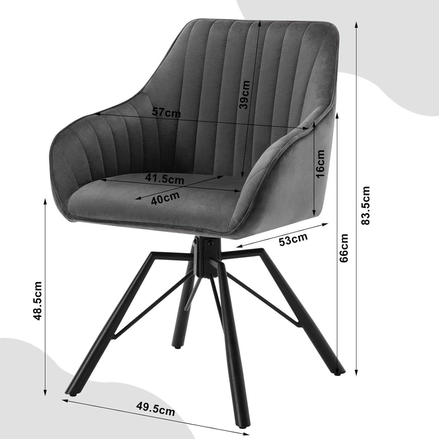 Woltu 4-Fußstuhl (1 St), Esszimmerstuhl drehbar Samt Sessel