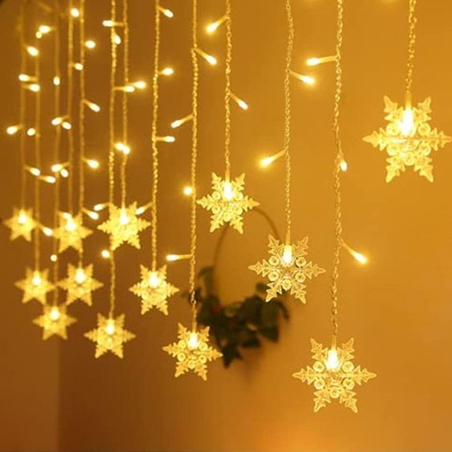 Salcar LED-Lichterkette 3m Lichtervorhang Weihnachten Schneeflocken günstig online kaufen