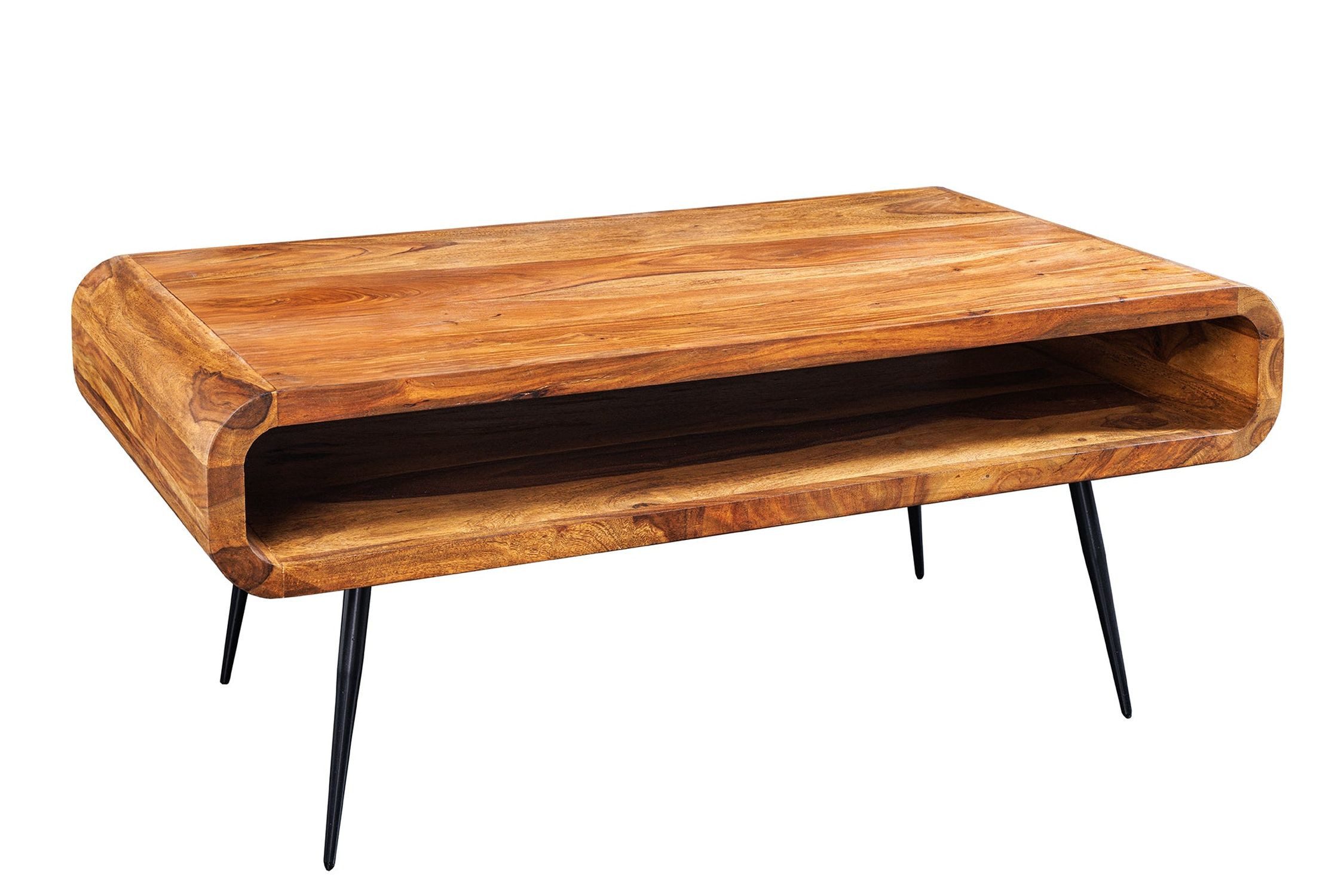 Licht-Erlebnisse Couchtisch ANERISE, aus Holz Metall in Natur Schwarz 90 x 50 x 40 cm (LxBxH)