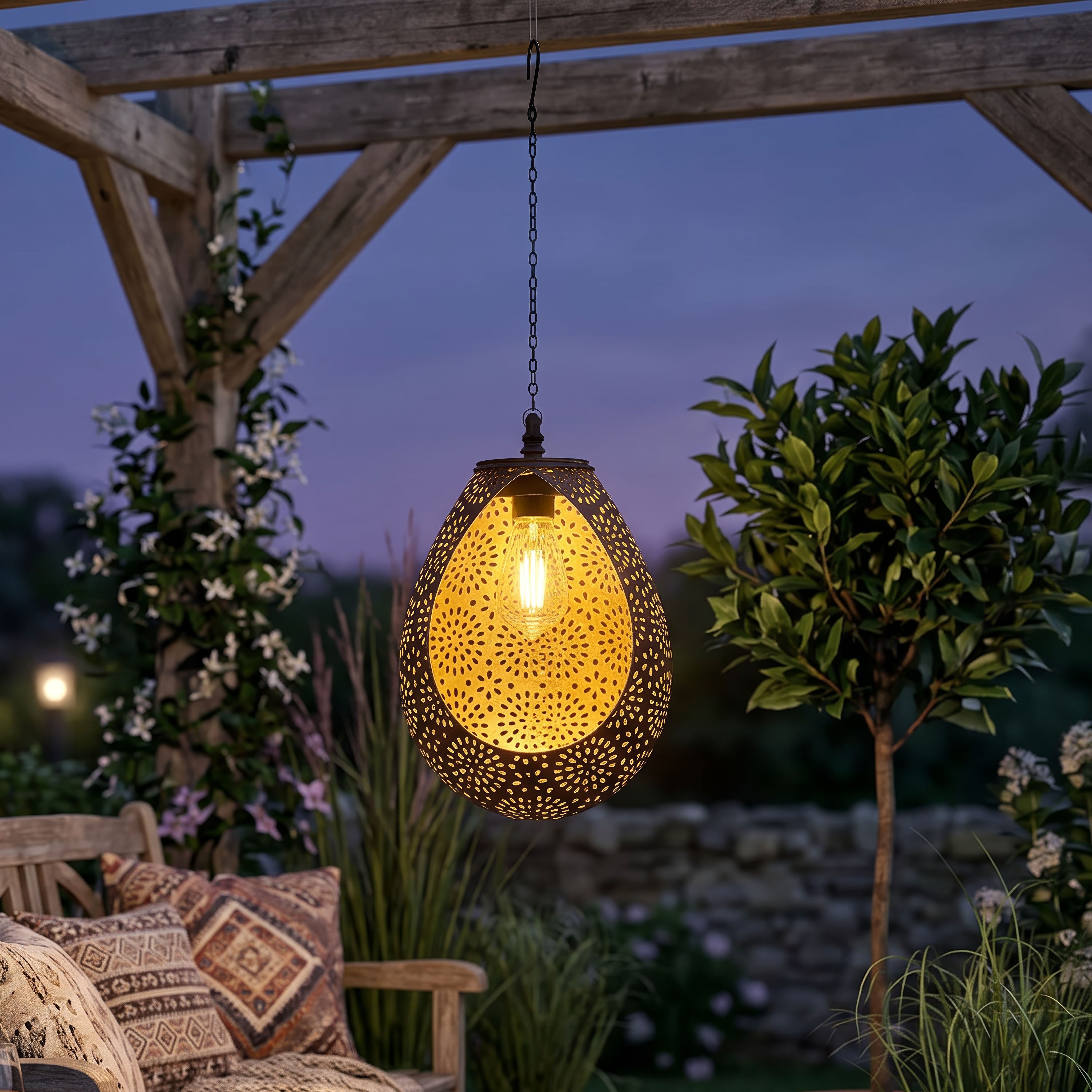Northpoint LED Gartenleuchte Solar Hängeleuchte mit Dämmerungssensor für außen