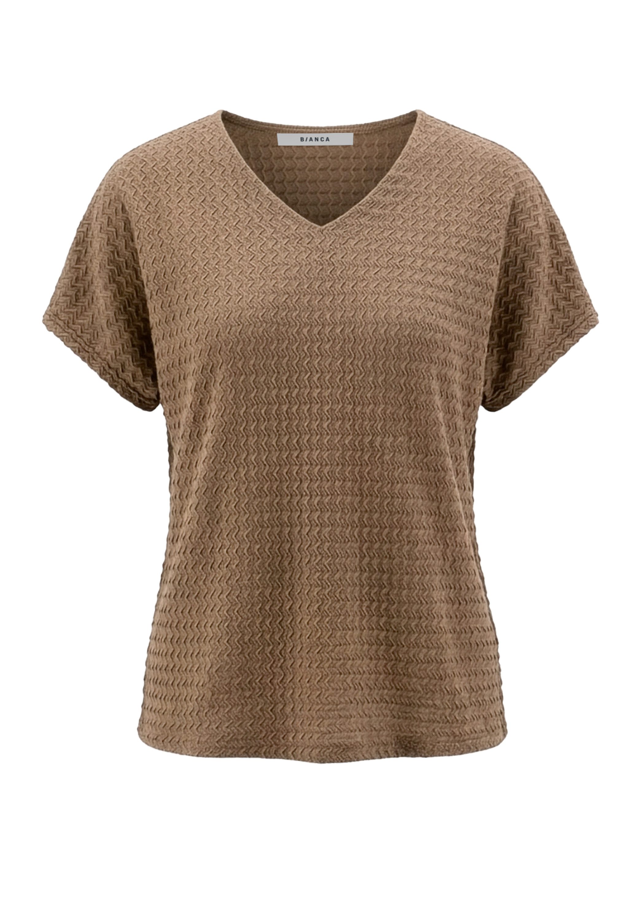 bianca Kurzarmshirt JULIE mit Crinkle-Effekt in Trendfarbe 'Coconut' günstig online kaufen