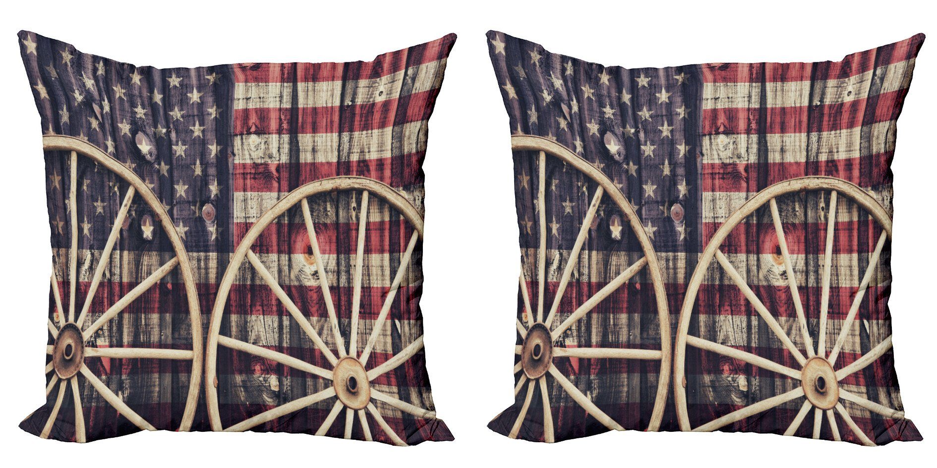 Kissenbezüge Modern Accent Doppelseitiger Digitaldruck, Abakuhaus (2 Stück), Western Antike amerikanische Flagge