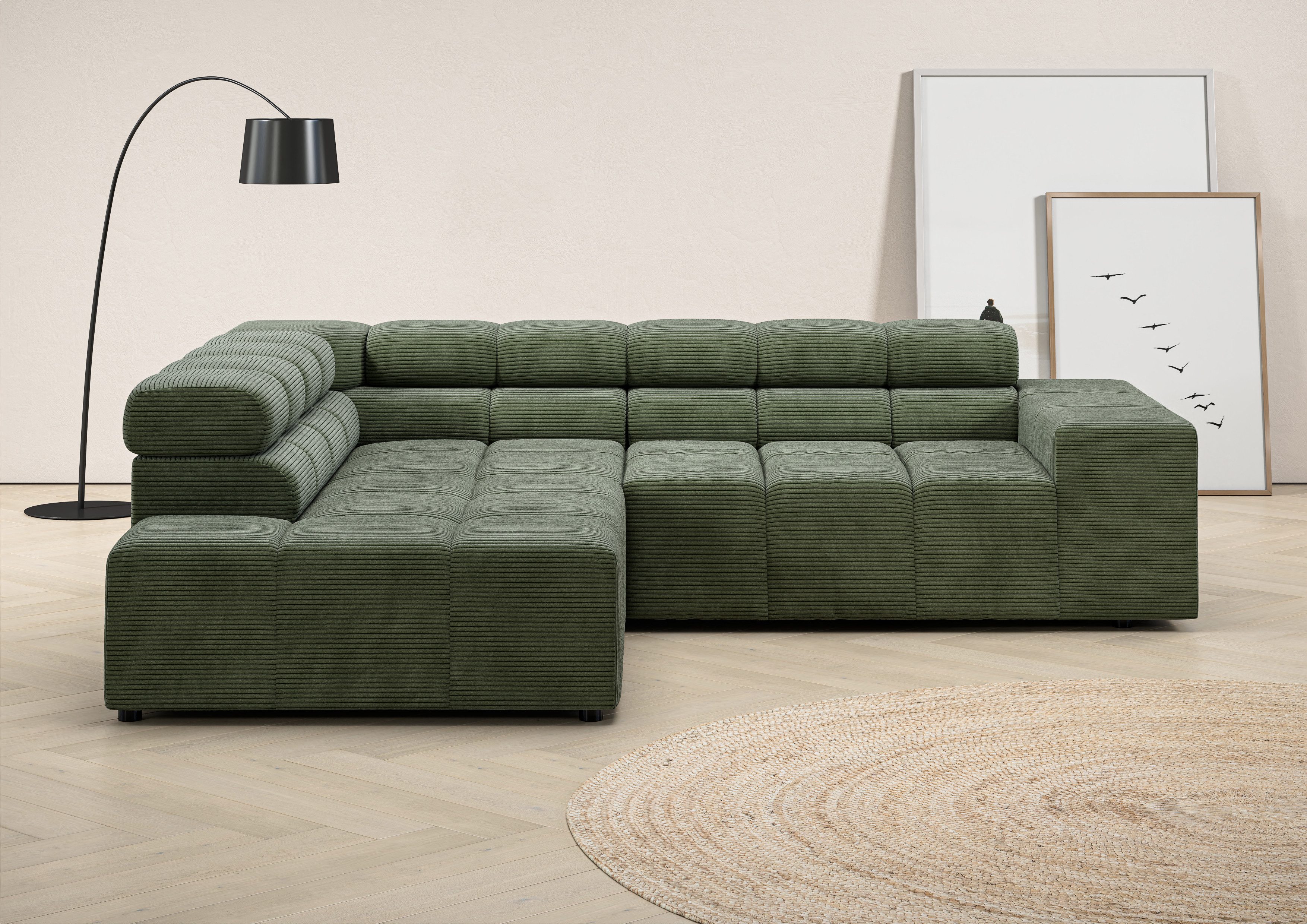 INOSIGN Ecksofa "Ancona, incl. Kopfteilverstellung + 3 Zierkissen, L-Form, günstig online kaufen