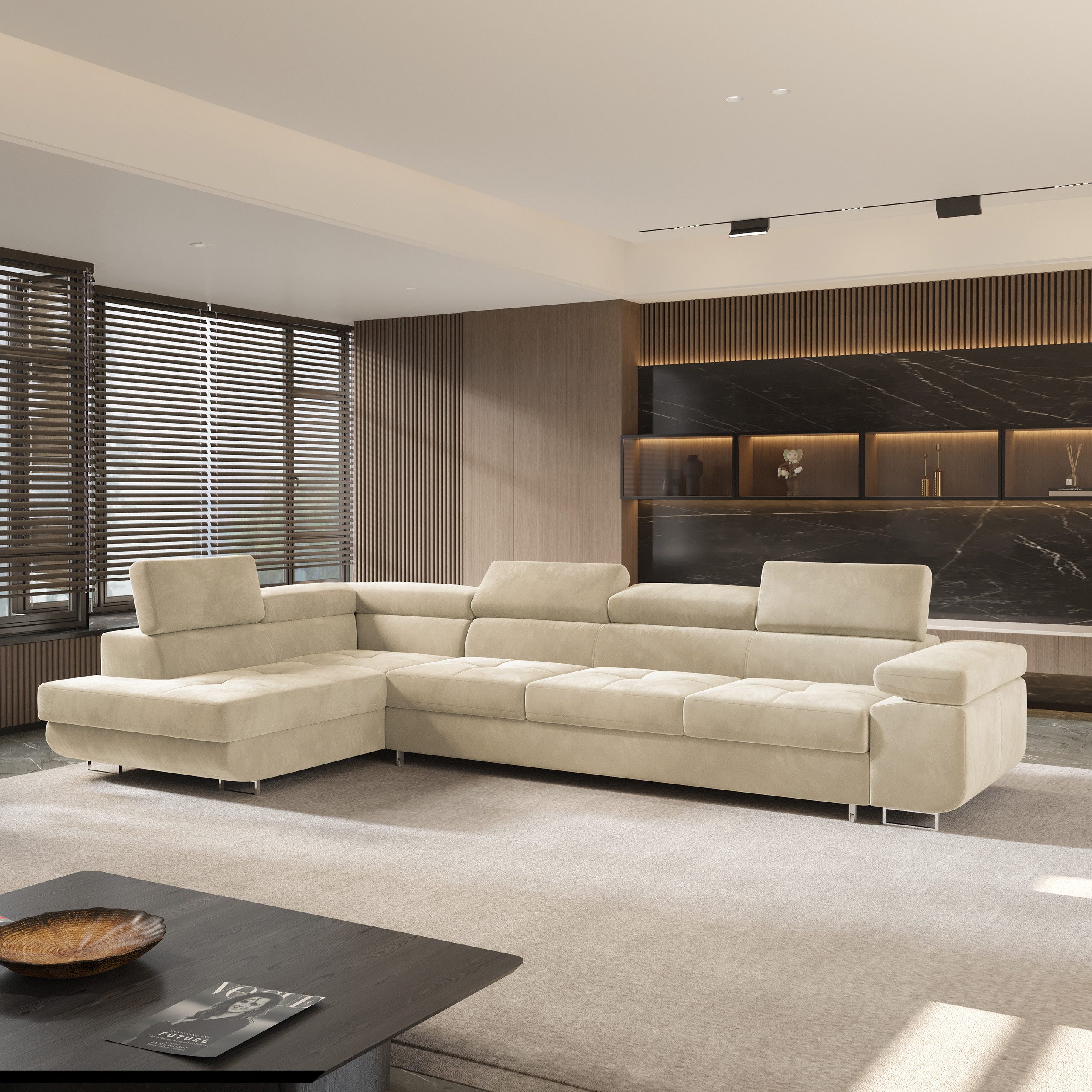 Masseno Ecksofa VICENTE mit Schlaffunktion L-Form, Sofa mit Bettkasten günstig online kaufen