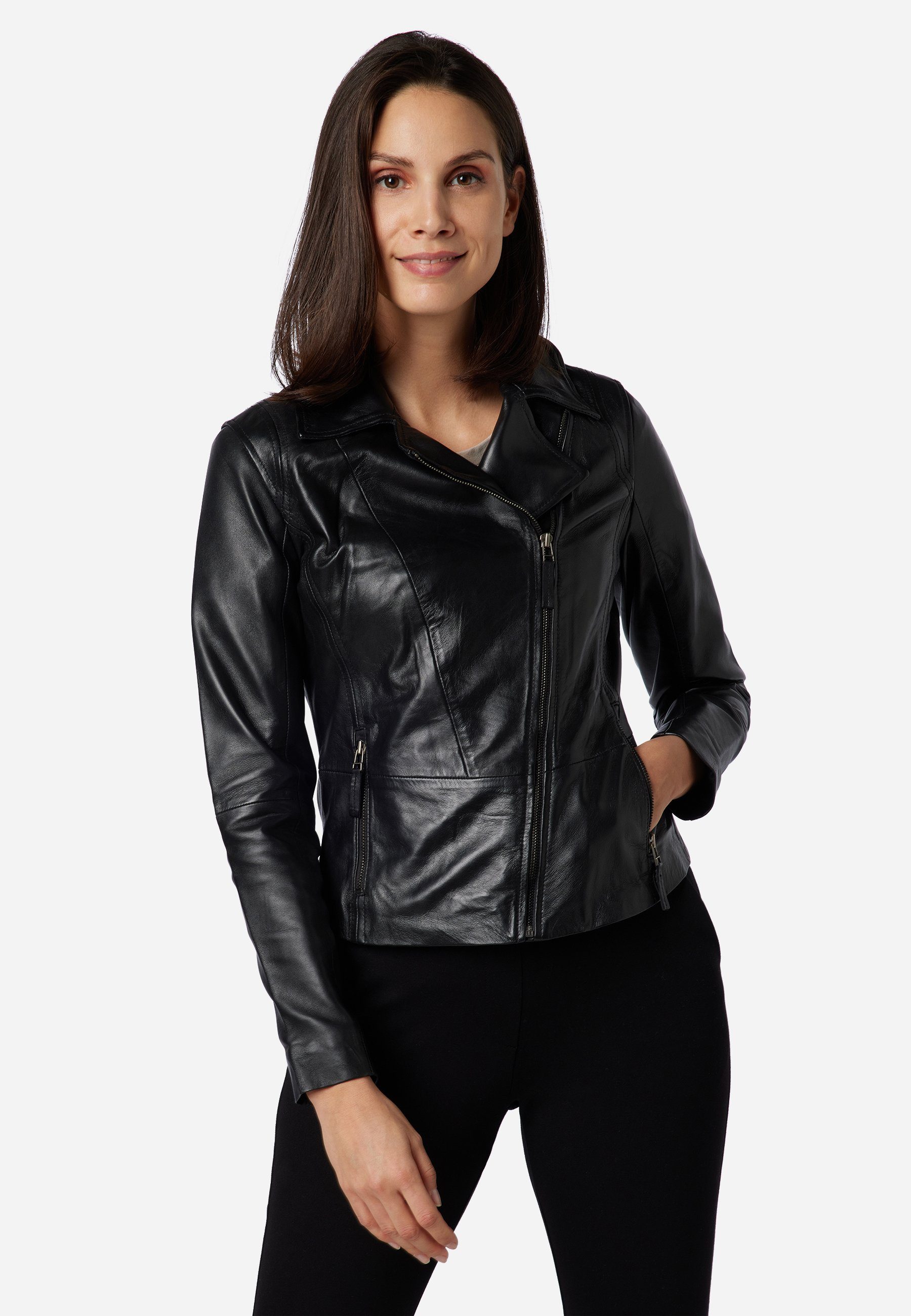 RICANO Lederjacke Sally Hochwertiges Lammleder Schwarz