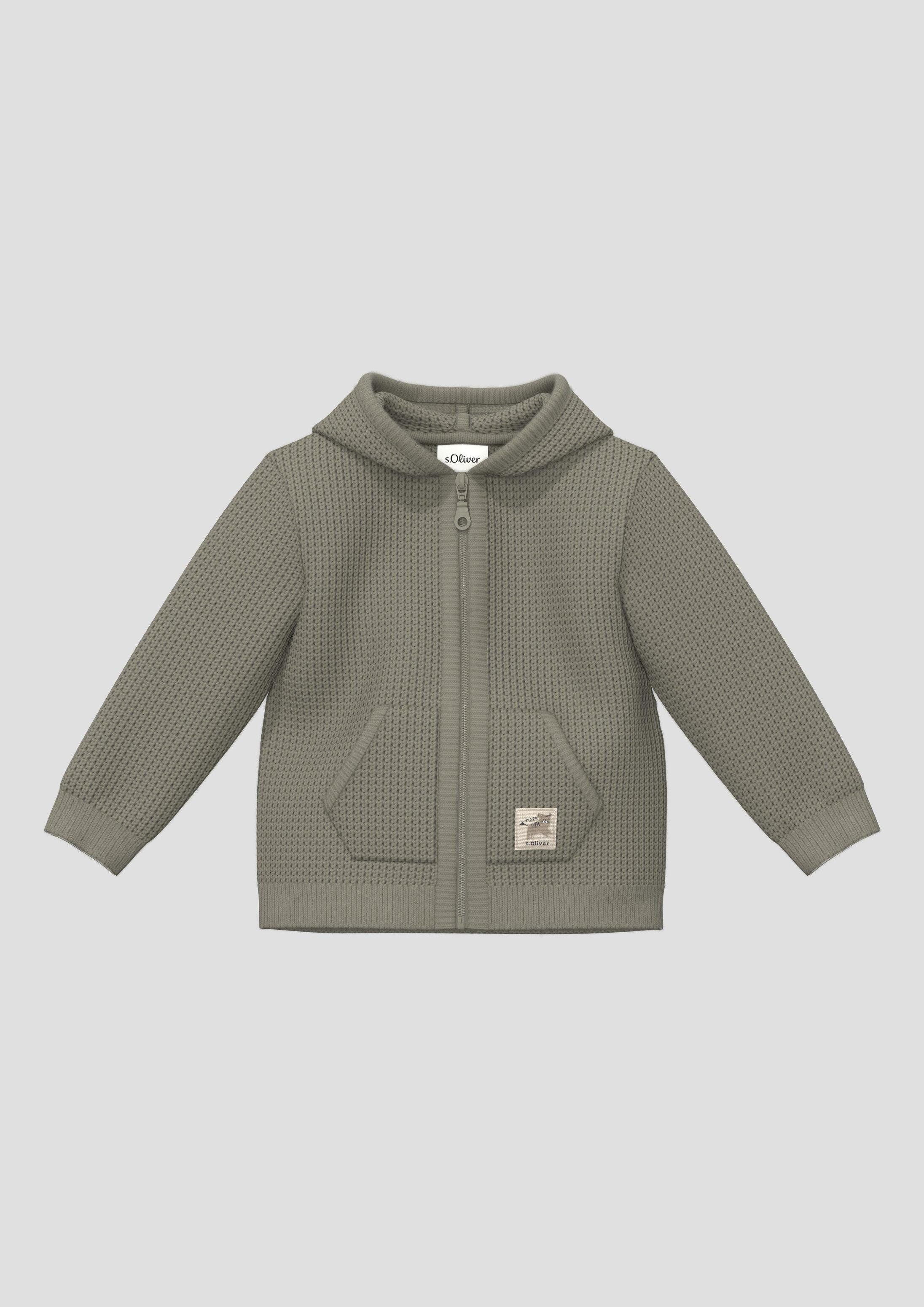 s.Oliver Cardigan Strickjacke Strickjacke mit Kapuze und Kängurutasche