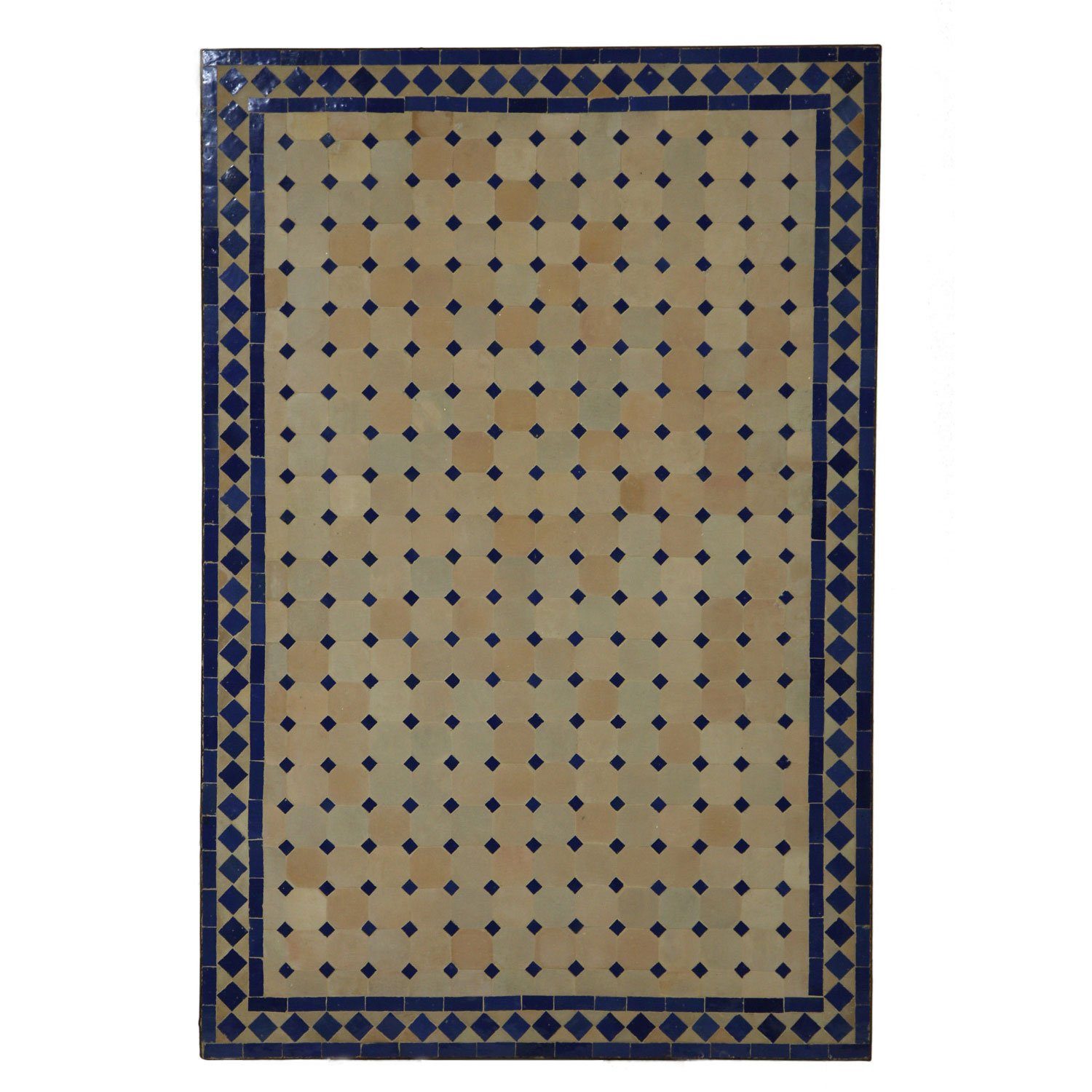 Casa Moro Gartentisch Marokkanischer Mosaiktisch Dekorativer Gartentisch Esstisch (120x80 cm rechteckig blau terrakotta mit Gestell H 73 cm, Balkontisch Bistrotisch Kunsthandwerk aus Marrakesch), Handmade MT2120