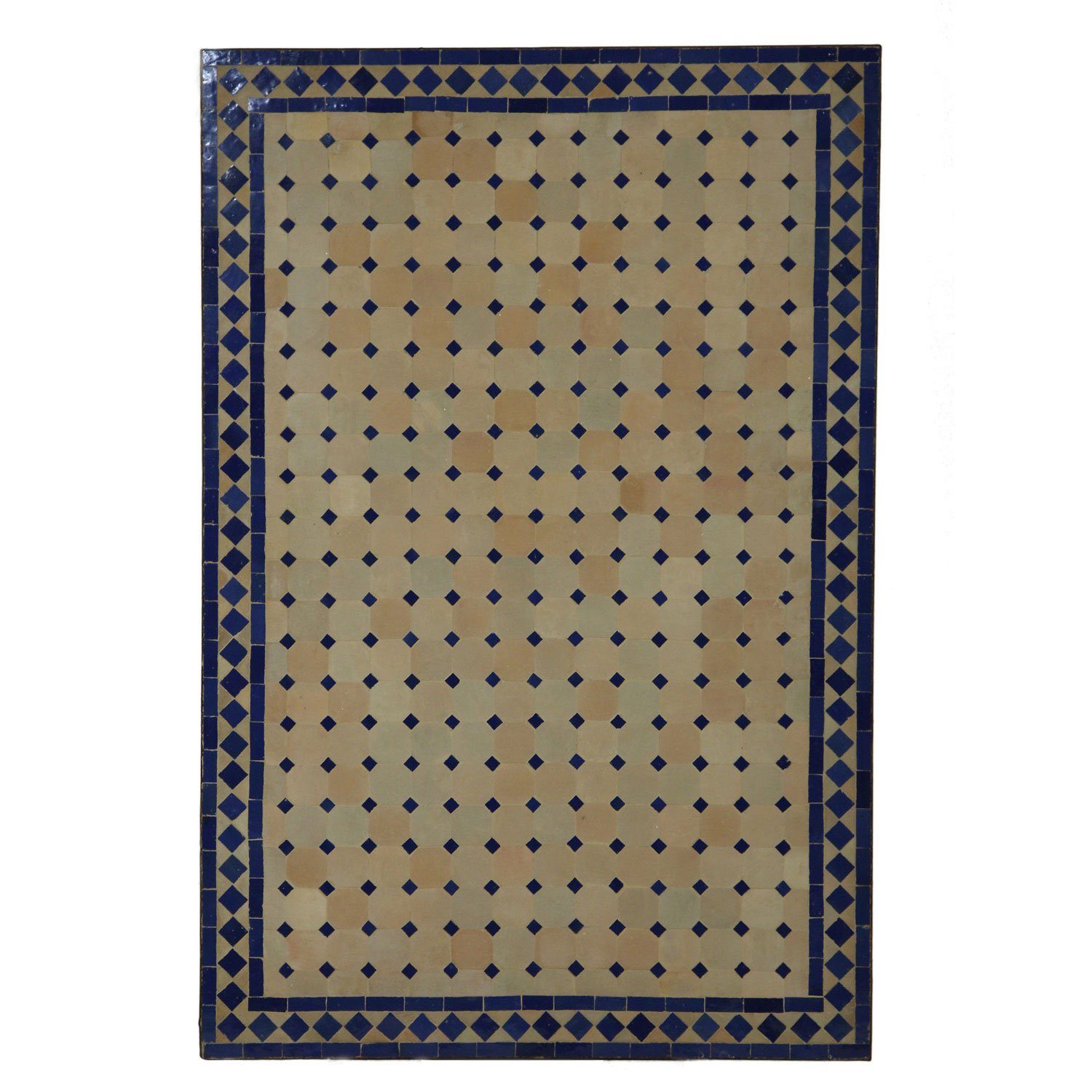 Esstisch MT2120, rechteckig Gestell Marokkanischer mit Moro H Casa Gartentisch Mosaiktisch 73 Kunsthandwerk Balkontisch cm Bistrotisch Marrakesch 120x80 Dekorativer Handmade cm aus blau Gartentisch terrakotta