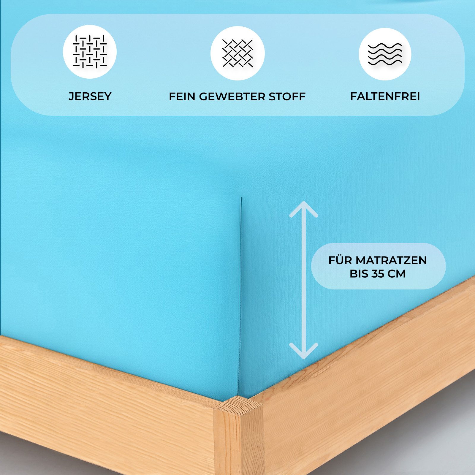 Buymax Spannbettlaken Wasserbett Spannbettlaken für Boxspringbetten Matratzen bis 35 cm Höhe, Jersey, Gummizug: Rundumgummi, (1 Stück), Spannbetttuch 97% Baumwolle, 3% Elasthan, atmungsaktiv, 40 cm Steghöhe