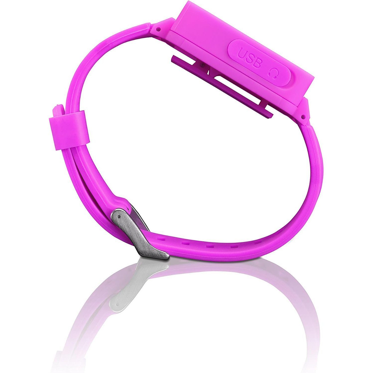 Lenco MP3 Sportwatch-100 mit BH-100 Bluetooth Kopfhörer Bluetooth-Kopfhörer (Touchscreen, Bluetooth, 8gb IPX-4 Sportuhr mit Bluetooth Kopfhörer Akku Rosa)