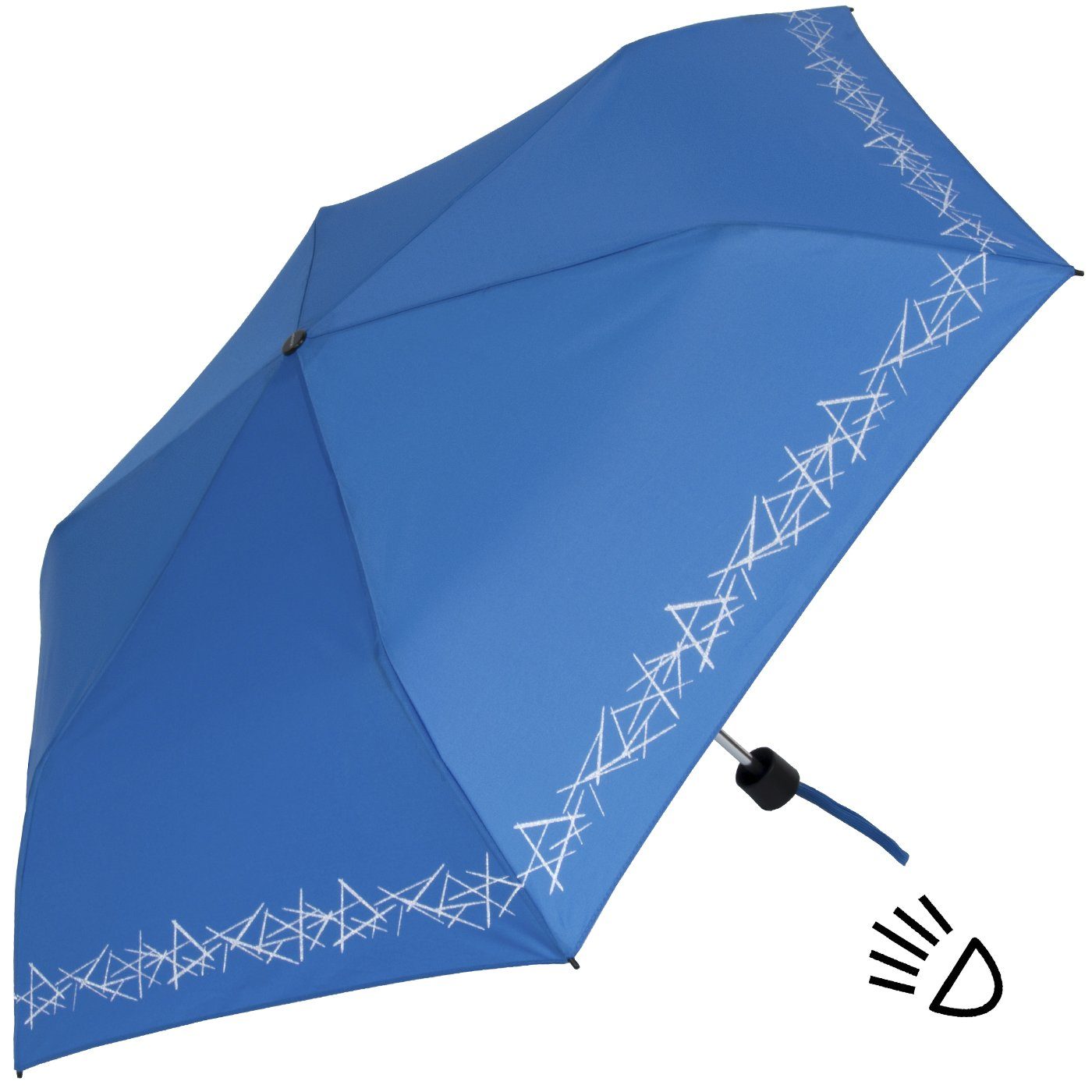 auf Sicherheit Kinderschirm blue dem blau Knirps® Schulweg, 4Kids reflective Taschenregenschirm mit uni, leicht, Reflexborte,