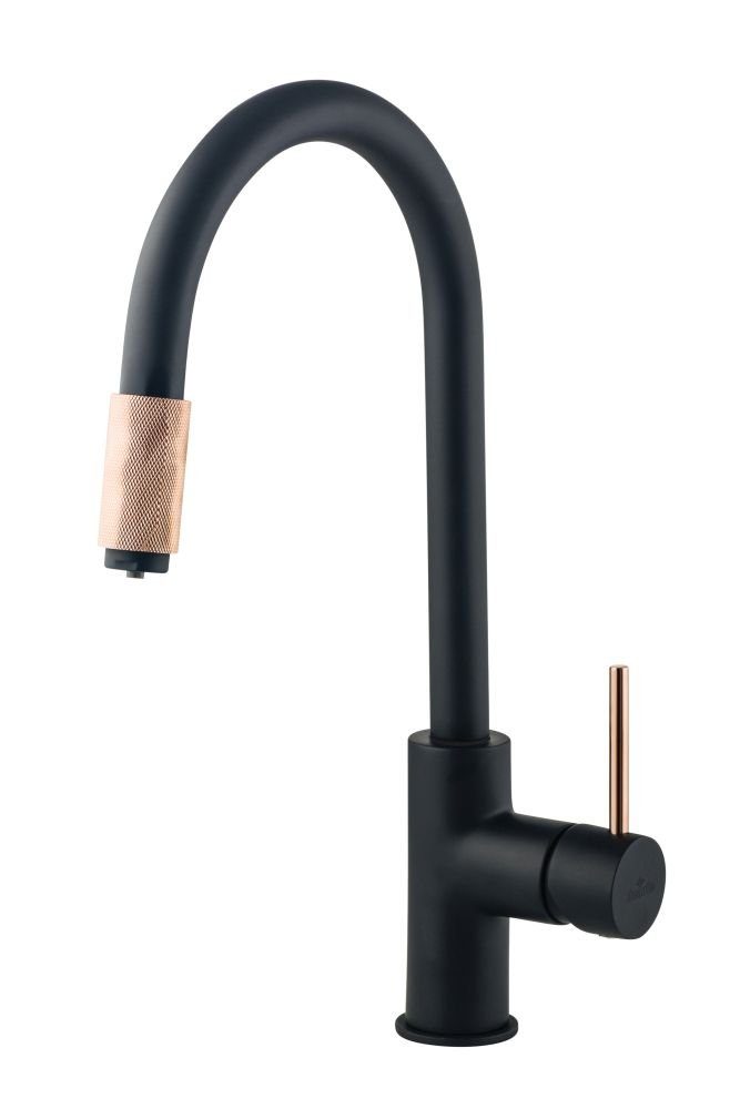 Deante Spültischarmatur Aster BCA B64M Wasserfilteranschluss, schwarz-kupfer, Küchenarmatur, Einhandmischer