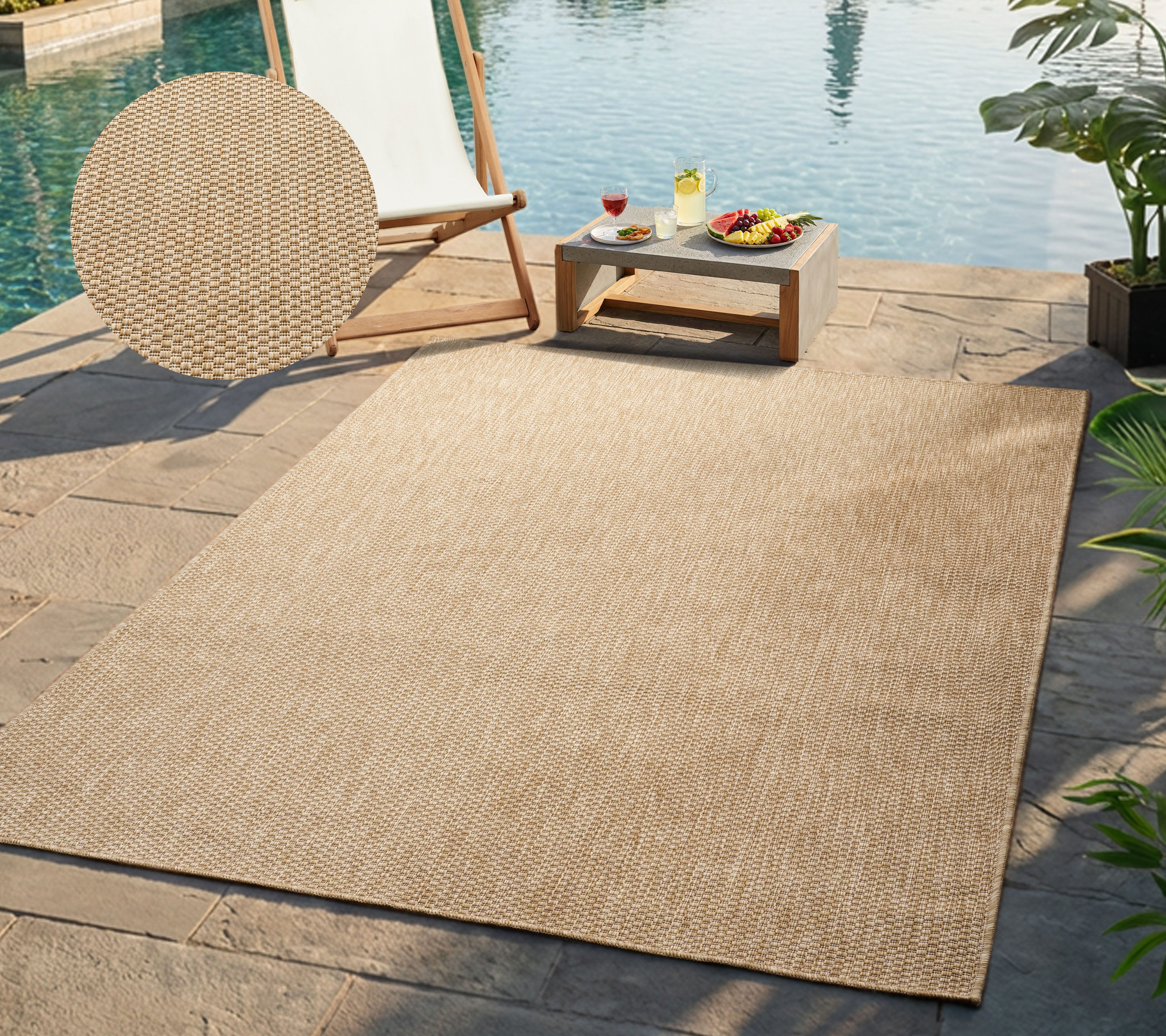 Bruno Banani Teppich Venezia, auch als Läufer, rechteckig, Höhe: 4 mm, In- und Outdoor geeignet, Sisal-Optik, Wetterfest & UV-beständig