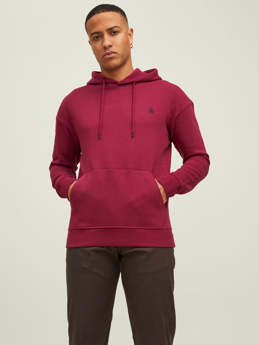 Jack & Jones Hoodie Herren Pullover Sweater Schwarz Rot JJESTAR ROOF SWEAT