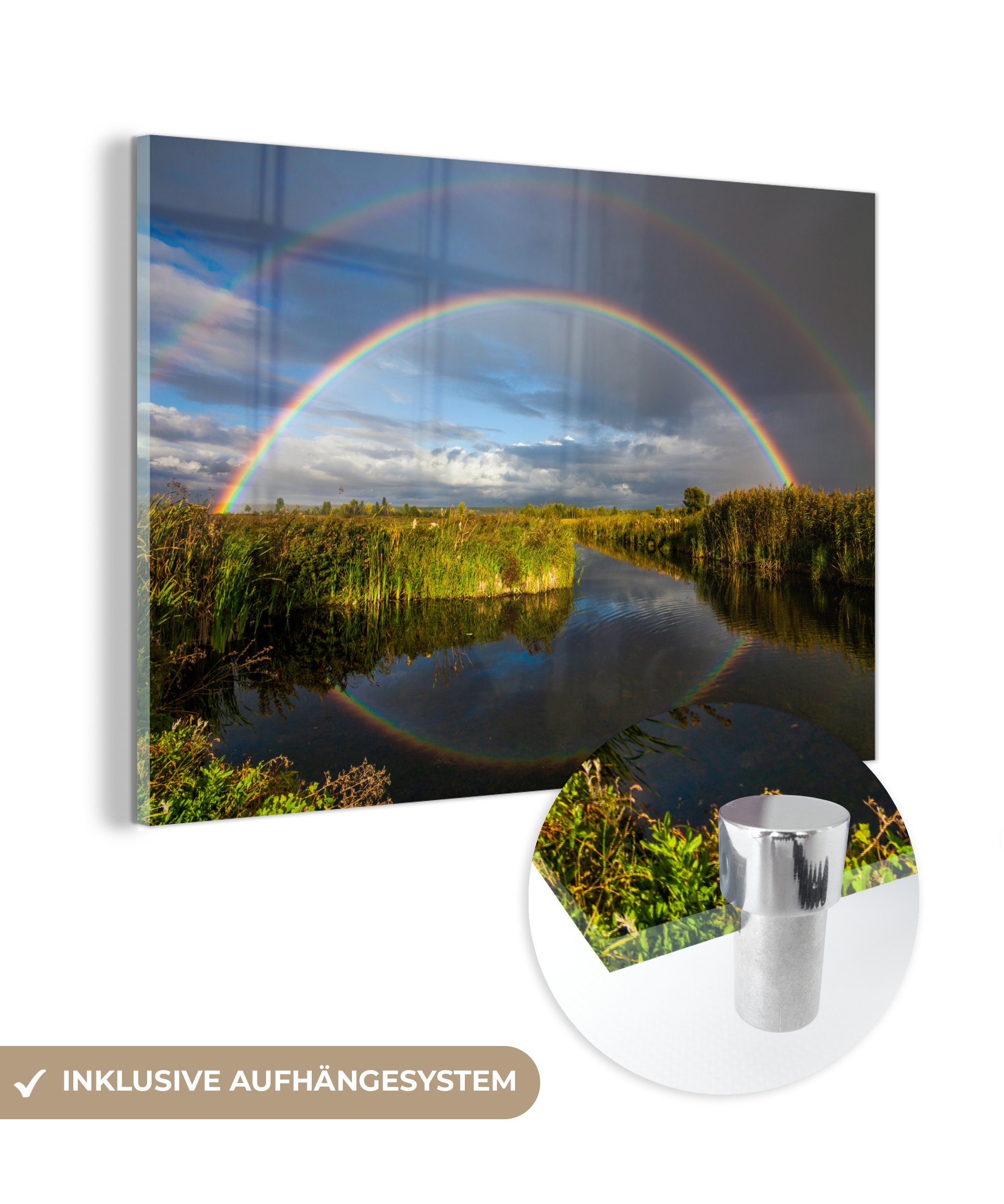Regenbogen & Fluss, MuchoWow Wohnzimmer St), (1 über Acrylglasbild Schlafzimmer dem Acrylglasbilder