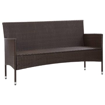 vidaXL Loungesofa Gartensofa 3-Sitzer mit Kissen Braun Poly Rattan, 1 Teile