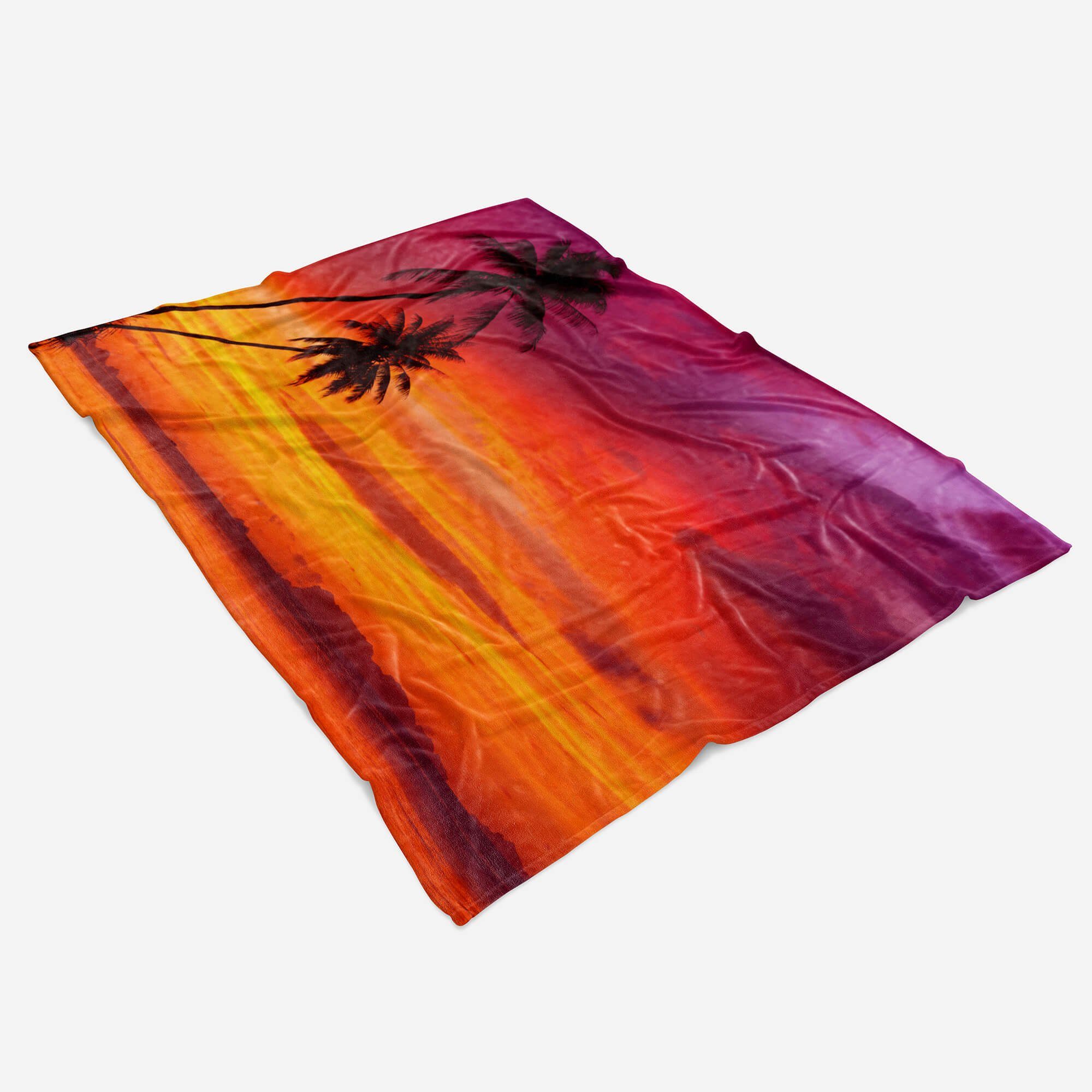Art Fotomotiv Handtuch Handtücher Strandhandtuch Saunatuch T, Handtuch mit Palmen Baumwolle-Polyester-Mix Sinus Abendröte Kuscheldecke (1-St),