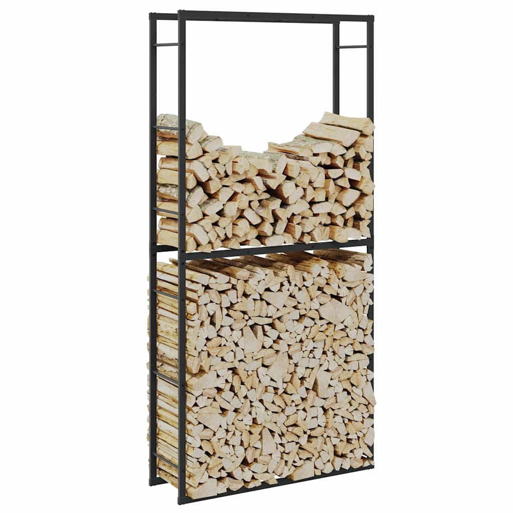 vidaXL Kaminholzregal 100 x 30 x 209 cm Brennholzregal Schwarz 100x30x209 cm Stahl Holzlager, BxTxH:100x30x209 cm