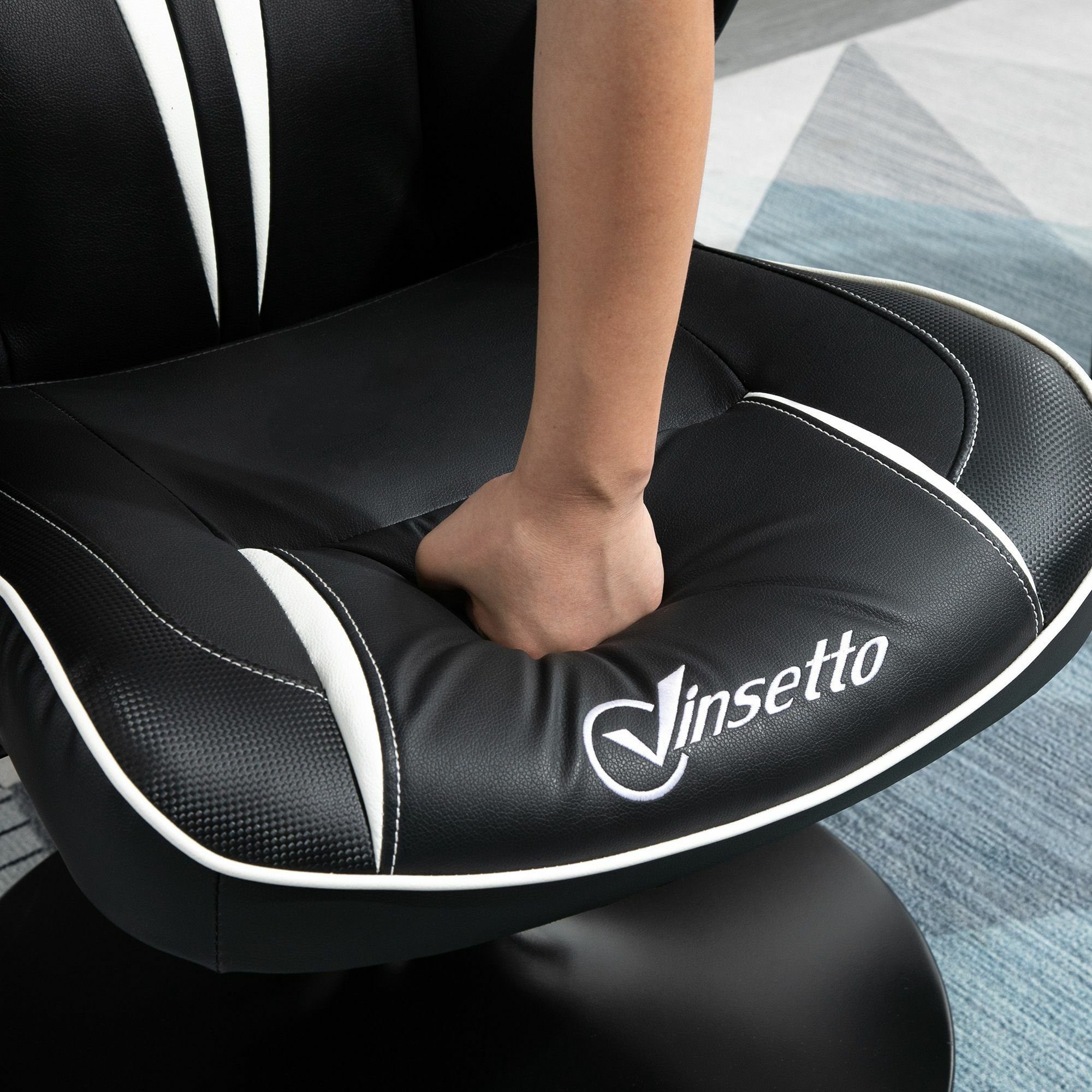 ergonomisch schwarz/weiß Vinsetto Schreibtischstuhl Stuhl Gaming | schwarz/weiß