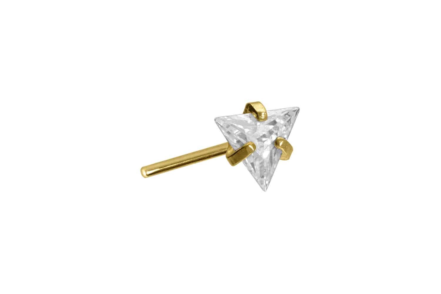 Piercing-Set Titan Aufsatz mit Push Pin EINGEFASSTES KRISTALLDREIECK