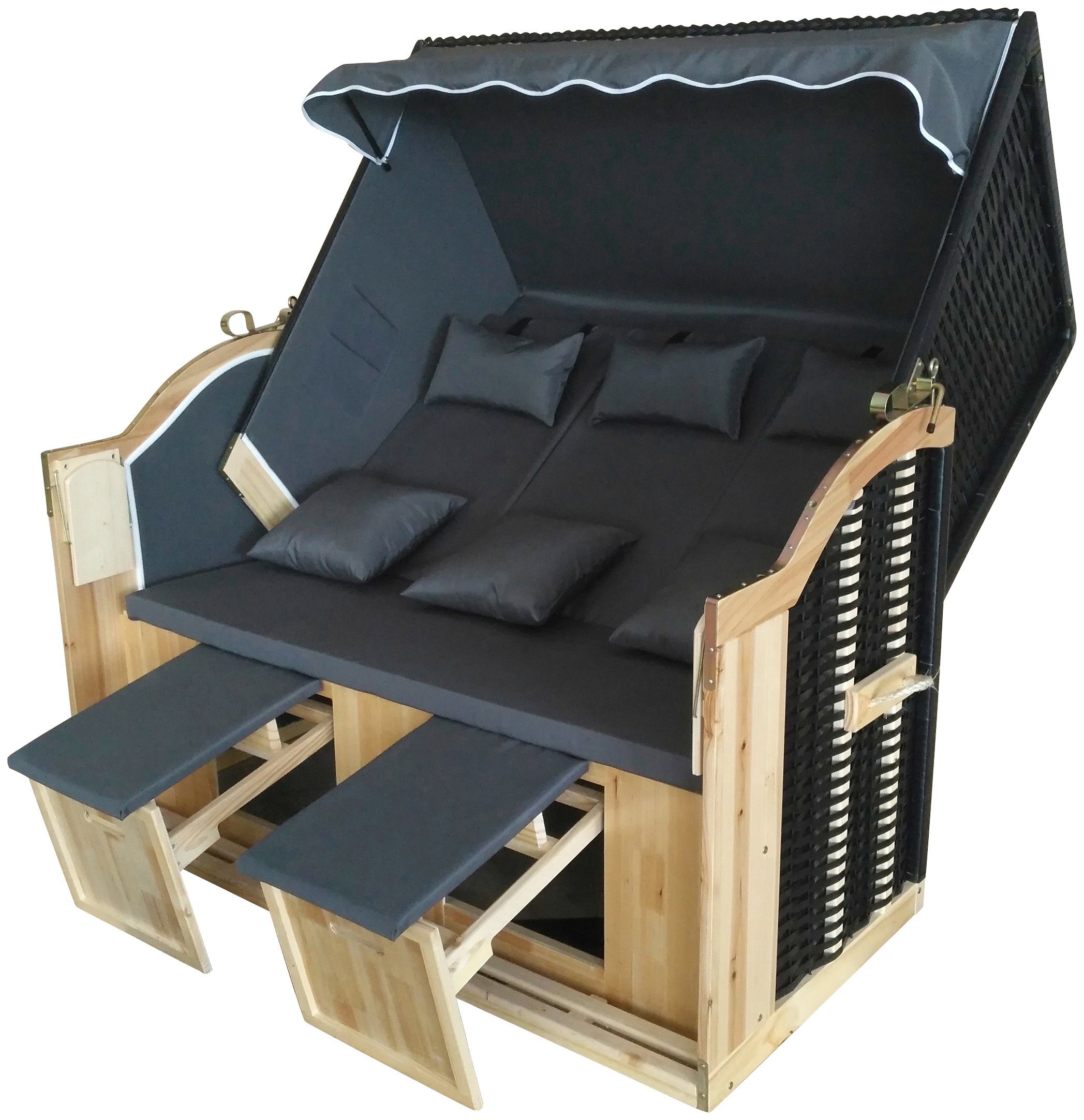 3-Sitzer, Spiekeroog, 150x72x160 KONIFERA inkl. Strandkorb Ostsee-Modell, cm, Halblieger, Klapptisch BxTxH: