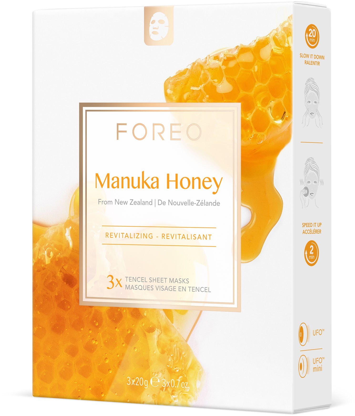 3-tlg. Farm Manuka Masks FOREO Honey, Collection Gesichtsmaske Sheet To Face